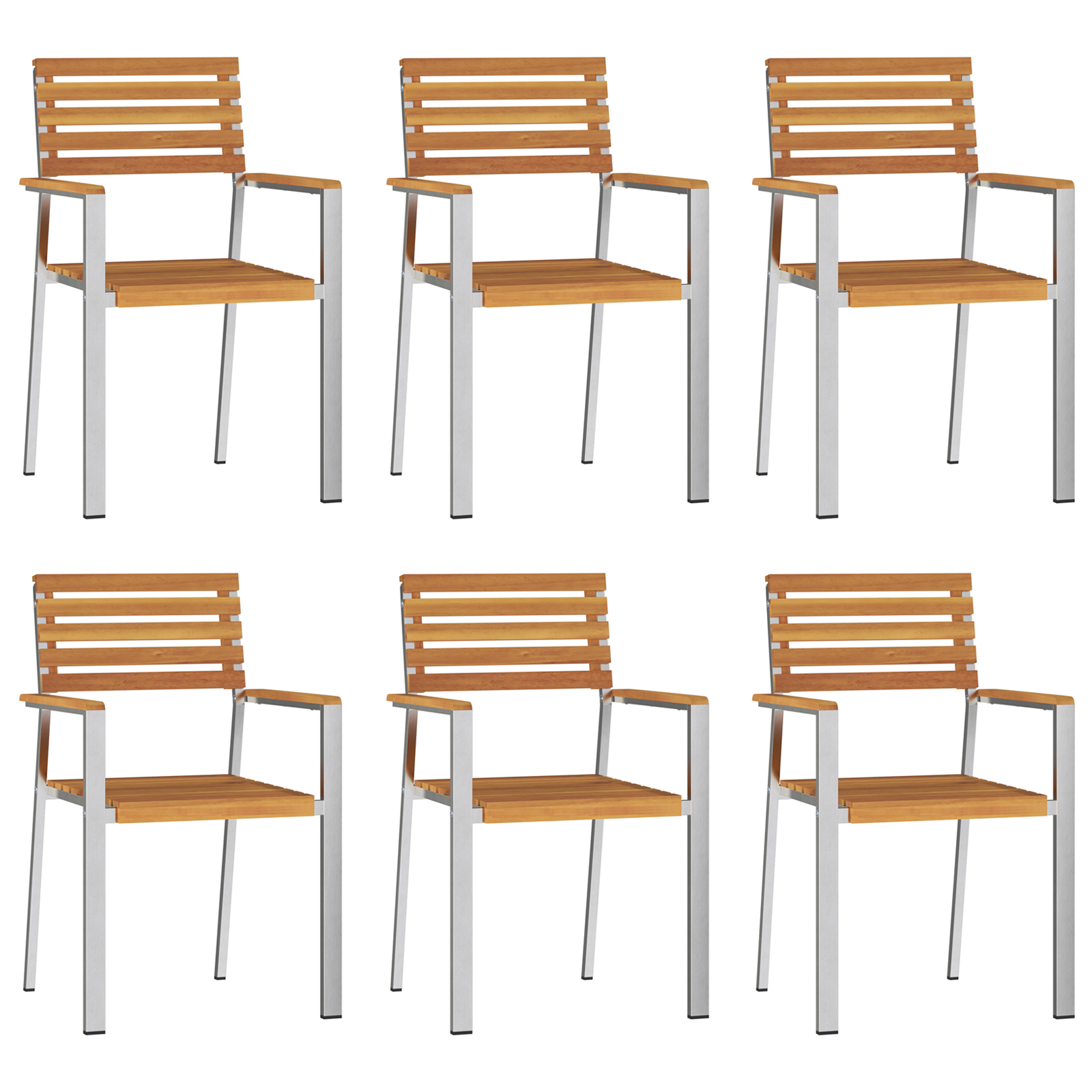 Set de scaune stivuibile  6 pcs 54.5x56x89 cm Lemn Solid de Acacia, Set de scaune stivuibile  2 pcs Lemn Solid de Acacia și Oțel, Set de scaune stivuibile  4 pcs Lemn Solid de Acacia și Oțel GartenMobel Dekor