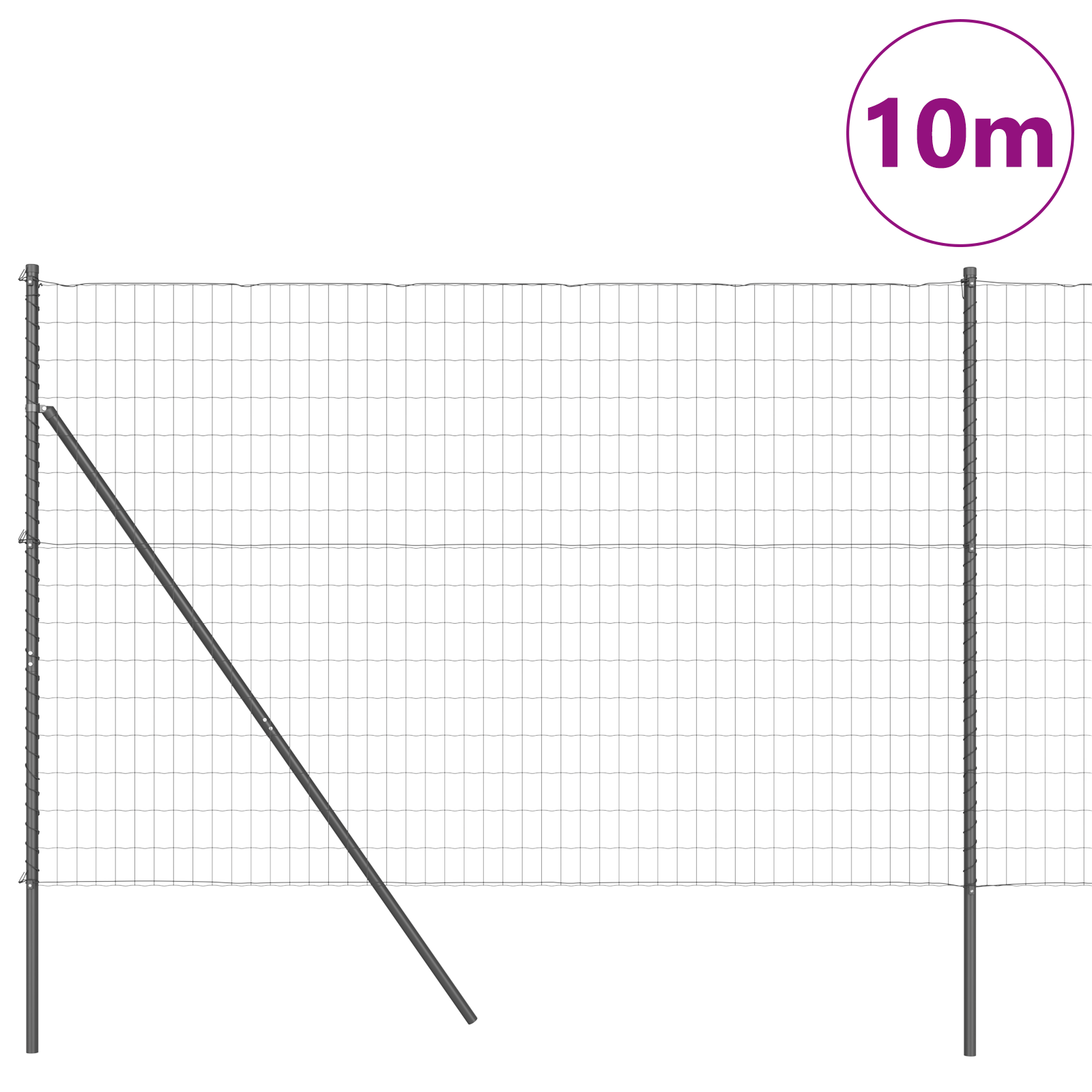 Gard Euro cu 7 stâlpi 1.6x10 m din oțel galvanizat gri GartenMobel Dekor