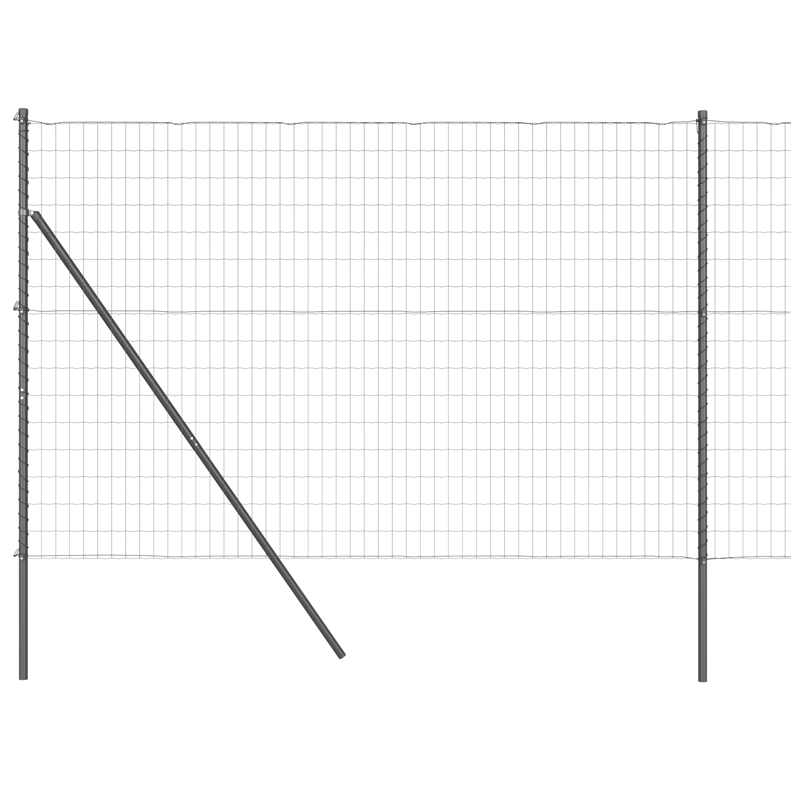 Gard Euro cu 7 stâlpi 1.6x10 m din oțel galvanizat gri GartenMobel Dekor