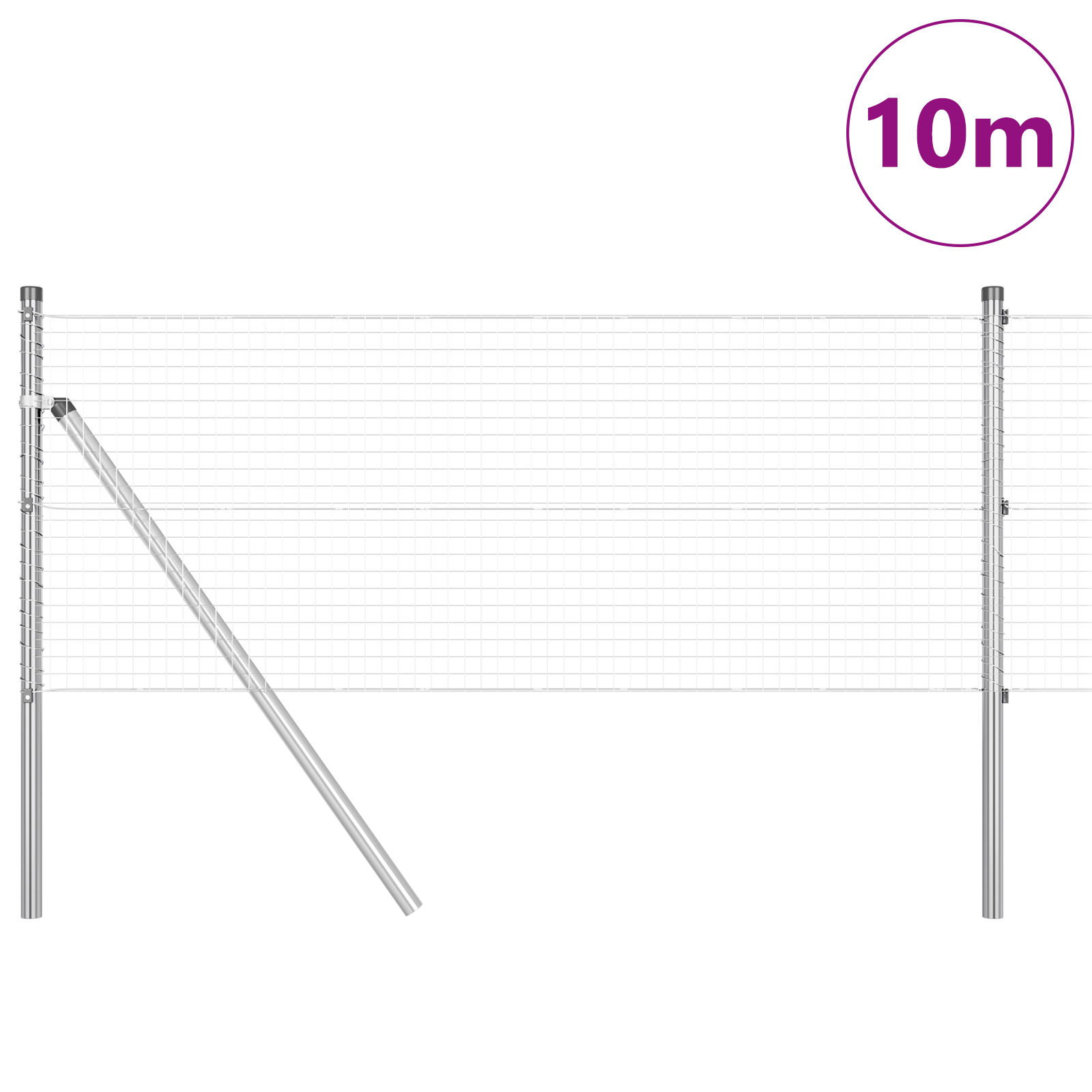 Gard Sudat cu 7 Stâlpi 0.8x10 m Oțel Galvanizat GartenMobel Dekor