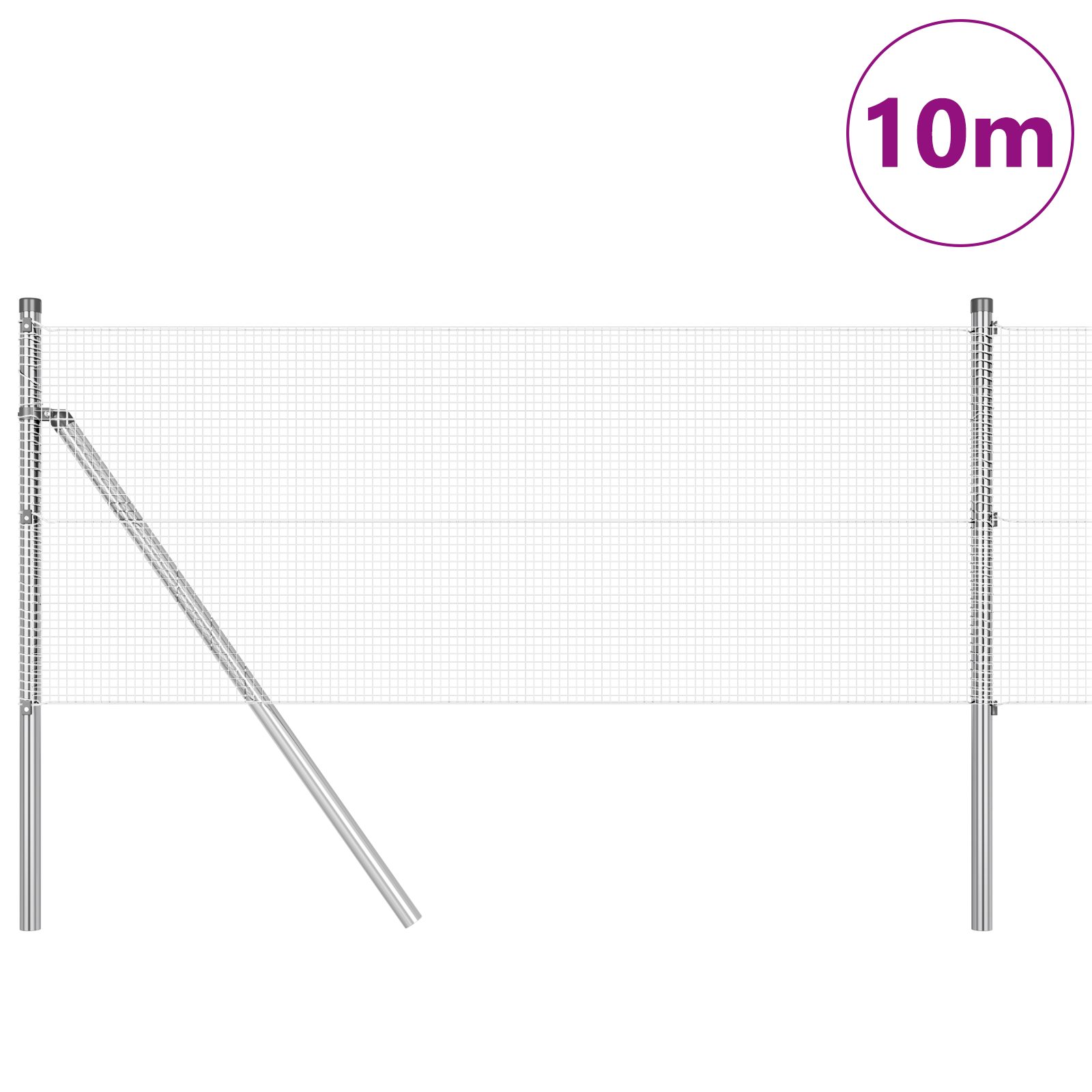 Gard din Plasă Sudată cu 7 Stâlpi 0.8x10 m Oțel Galvanizat GartenMobel Dekor