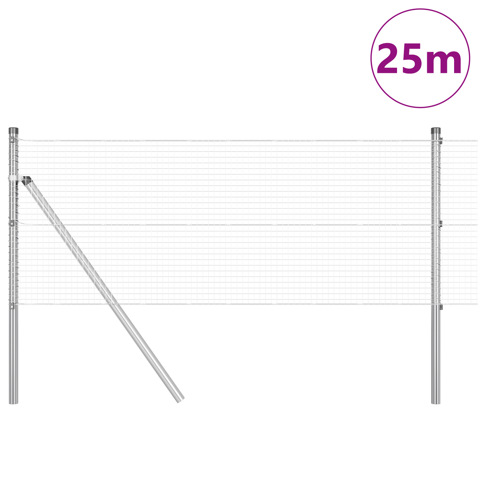 Gard din sârmă sudată cu 13 stâlpi 0.4x25 m Oțel galvanizat GartenMobel Dekor
