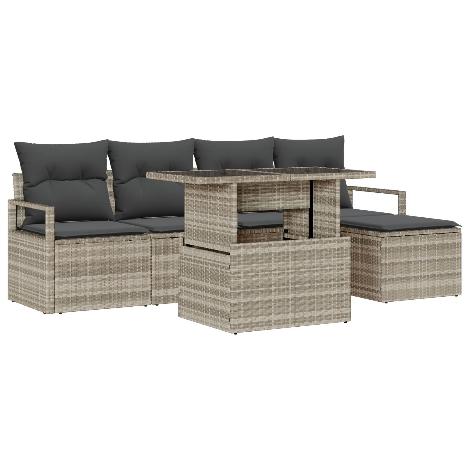 Set Sofa Grădină cu Perne Gri Deschis Ratan Poli, Sofa Grădină pentru Două Persoane Gri Ratan Poli GartenMobel Dekor