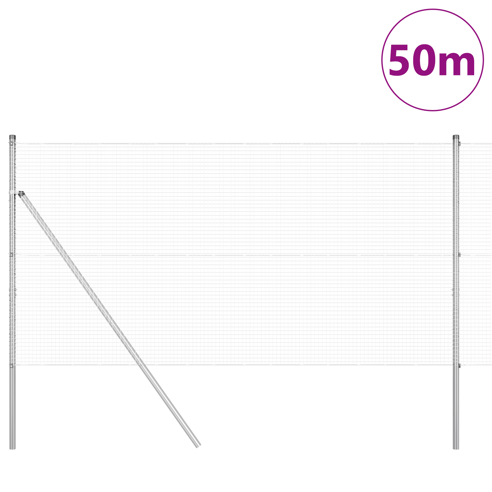 Gard cu plasă sudată cu 13 stâlpi 1.4x50 m oțel galvanizat GartenMobel Dekor