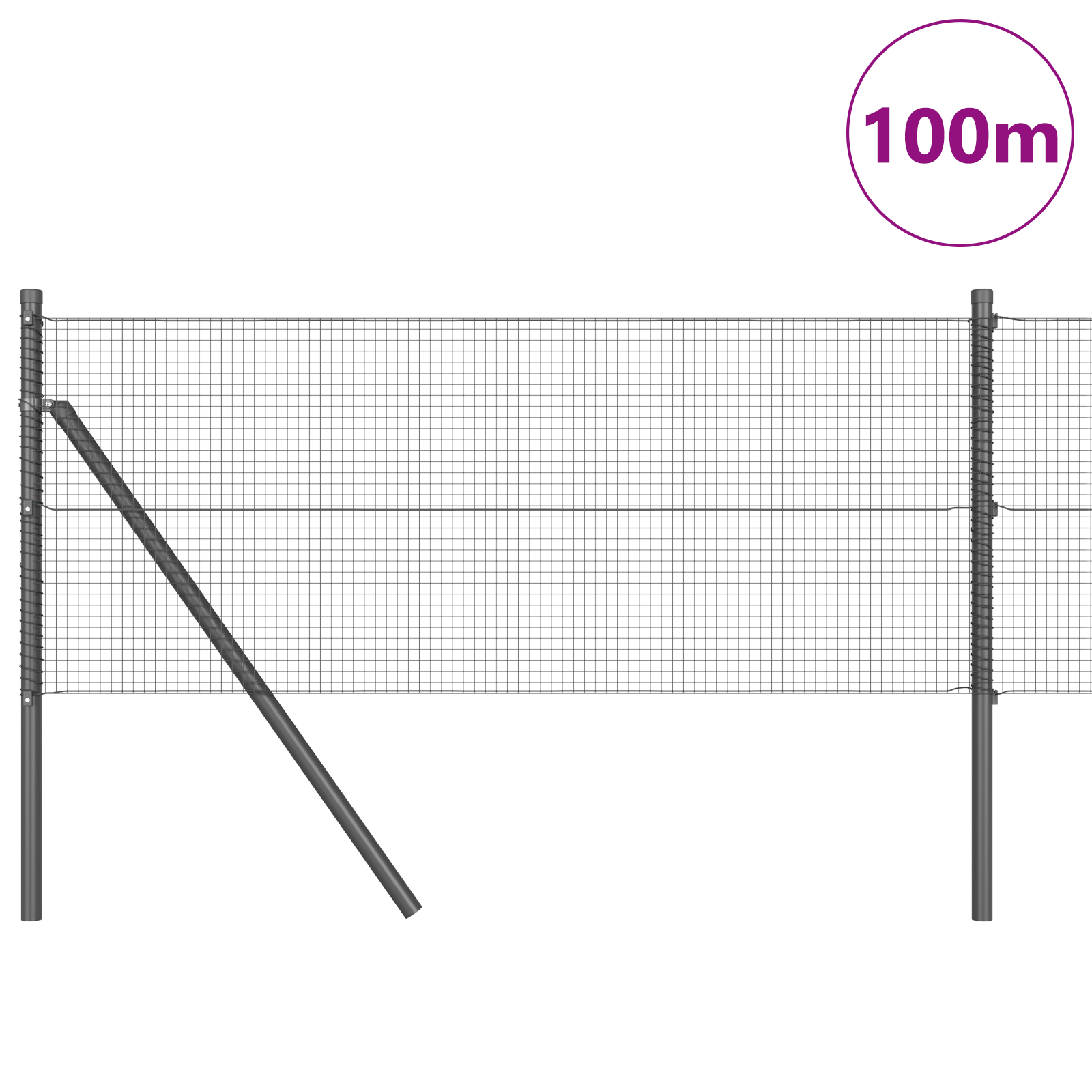 Gard din Sârmă Sudată cu 7 Stâlpi Gri 0.4x100 m Oțel GartenMobel Dekor
