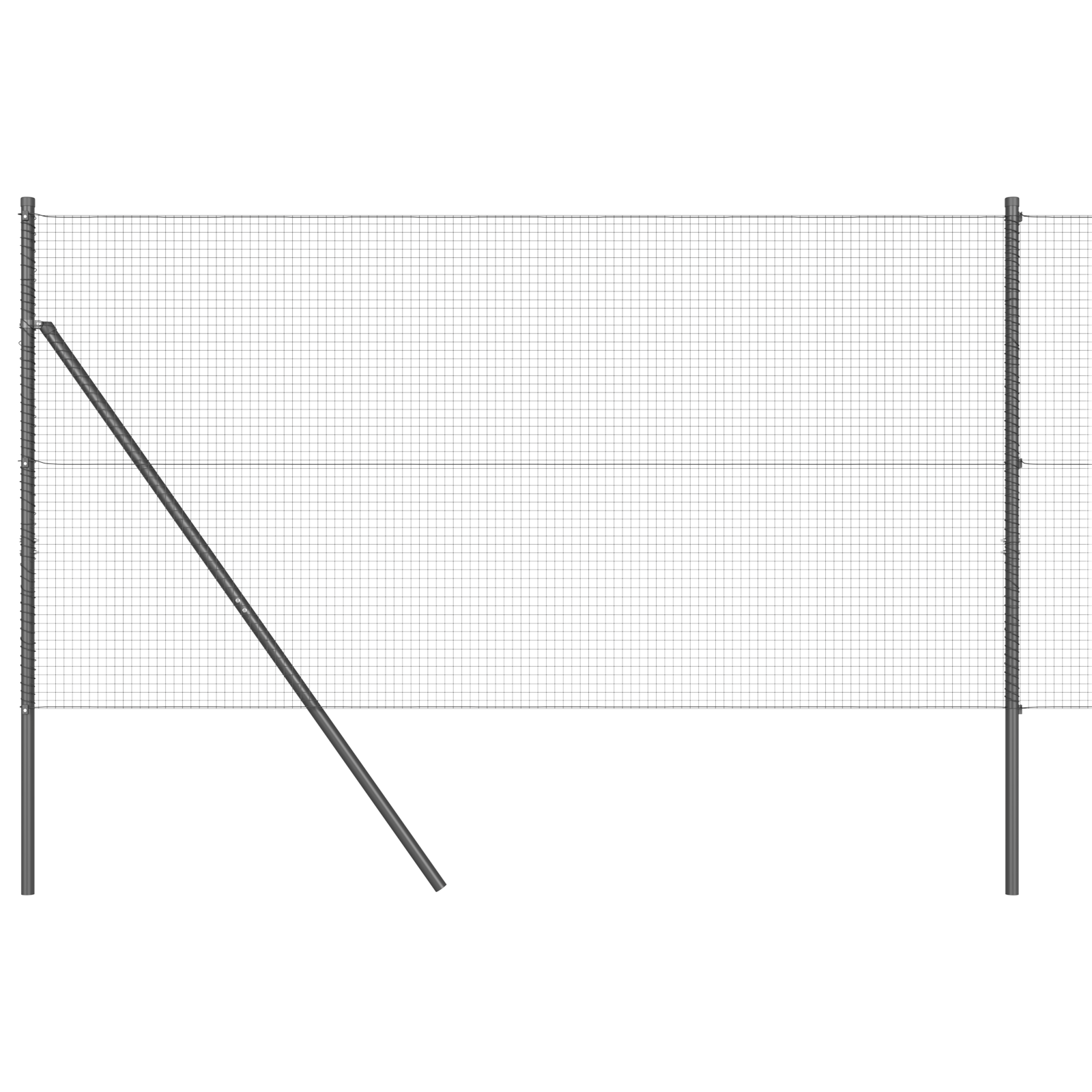 Împrejmuire din Sârmă Sudată cu 13 Stâlpi Gri 1x50 m Oțel GartenMobel Dekor