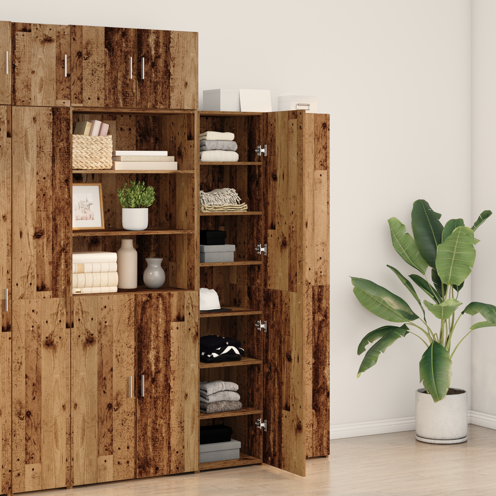 Highboard Lemn Vechi 40x42.5x185 cm Lemn Compozit GartenMobel Dekor