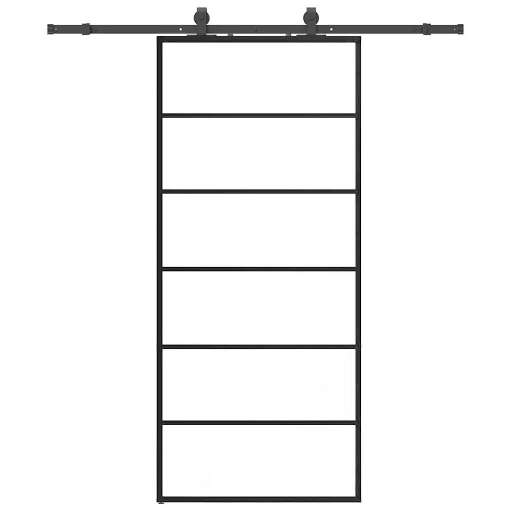 Ușă glisantă cu set de feronerie neagră 90x205 cm Sticlă ESG GartenMobel Dekor