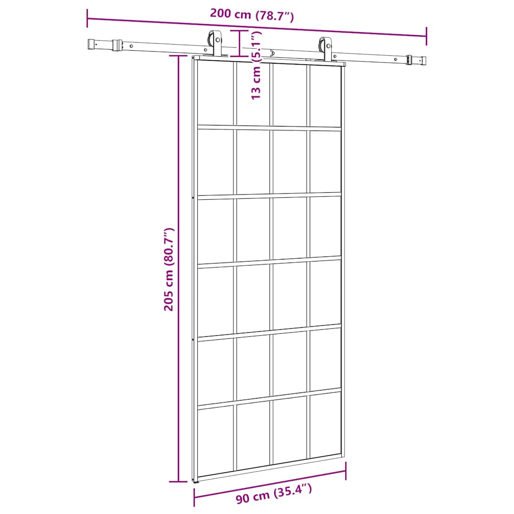 Ușă glisantă cu set de feronerie neagră 90x205 cm Sticlă ESG GartenMobel Dekor