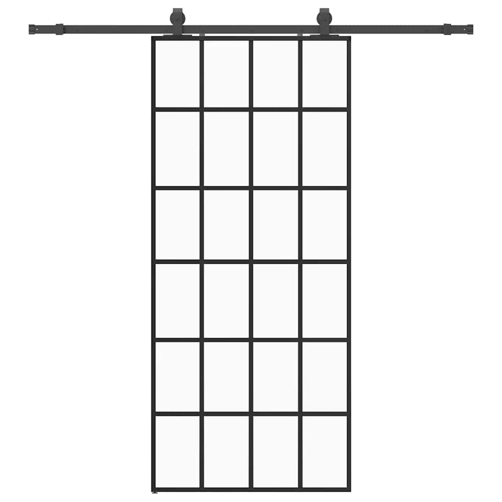 Ușă glisantă cu set de feronerie neagră 90x205 cm Sticlă ESG GartenMobel Dekor