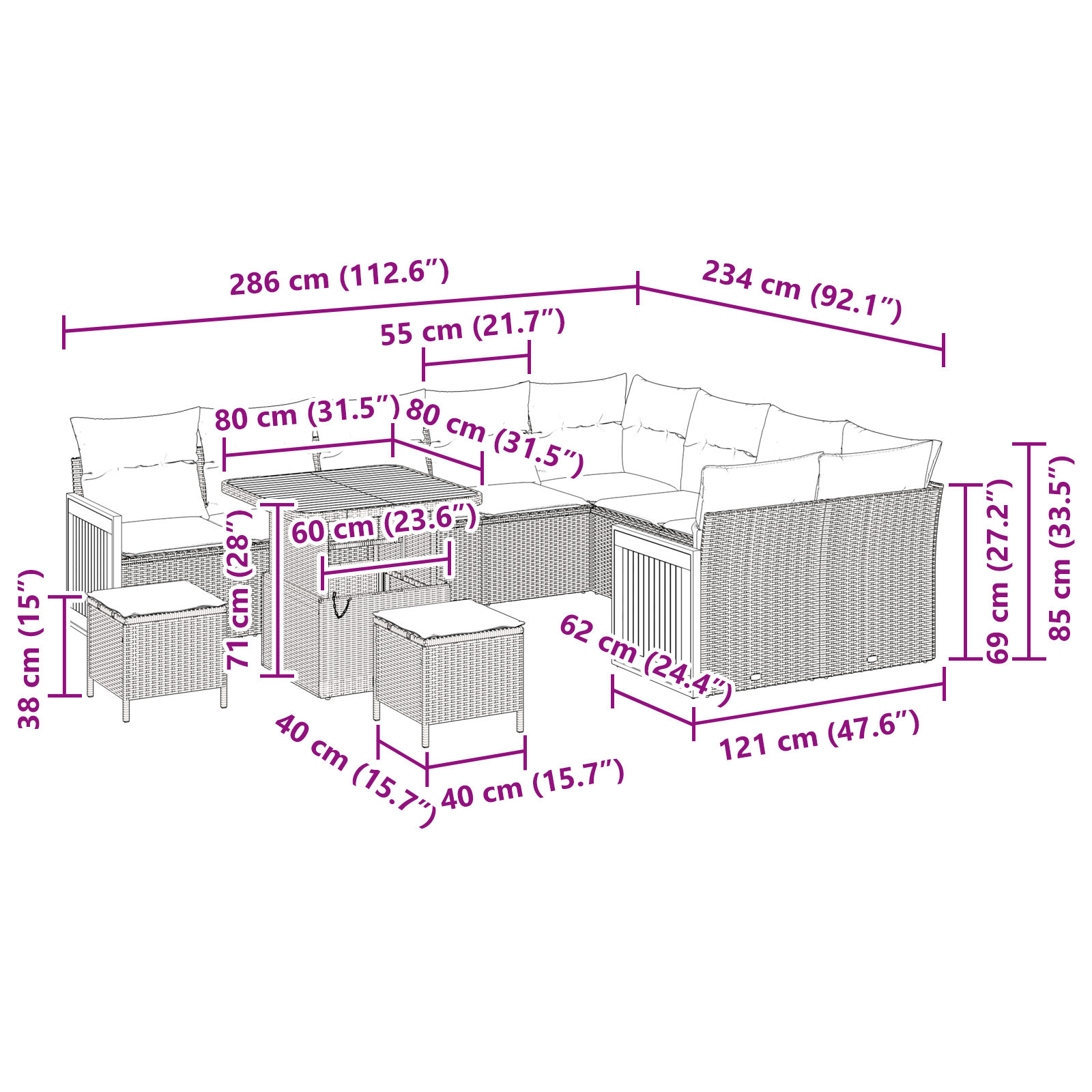 Set canapele grădină 12 piese cu perne Bej Ratan Poliester Acacia, Set dining grădină 3 piese cu perne Bej Ratan Poliester Acacia GartenMobel Dekor