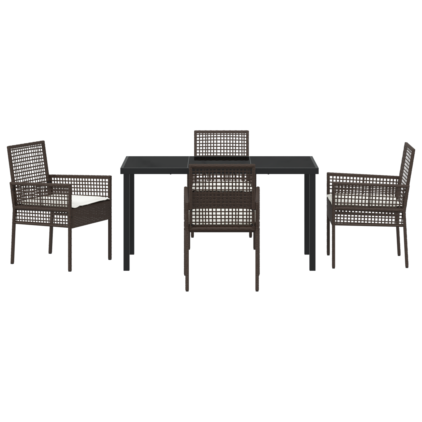 Set de Masă pentru Grădină de 5 Piese cu Pernițe Maro Ratan Poli GartenMobel Dekor