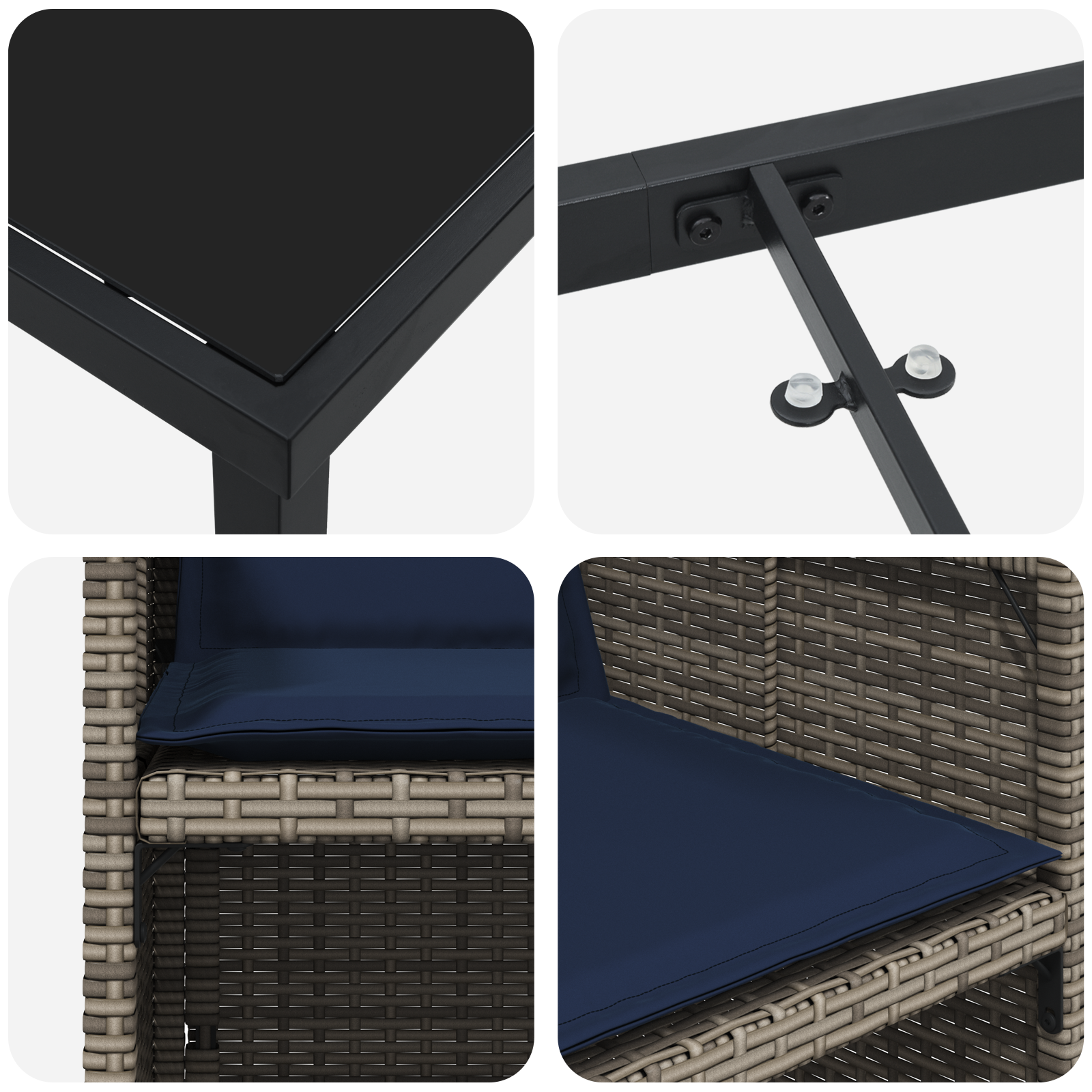 Set de dining de grădină cu perne Gri Ratan Poligreu GartenMobel Dekor