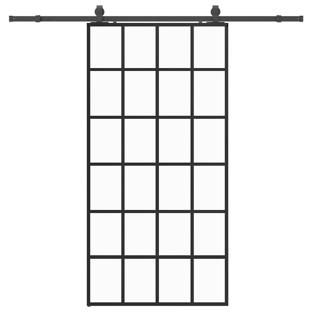 Ușă glisantă cu set de feronerie neagră 102x205 cm Sticlă ESG GartenMobel Dekor