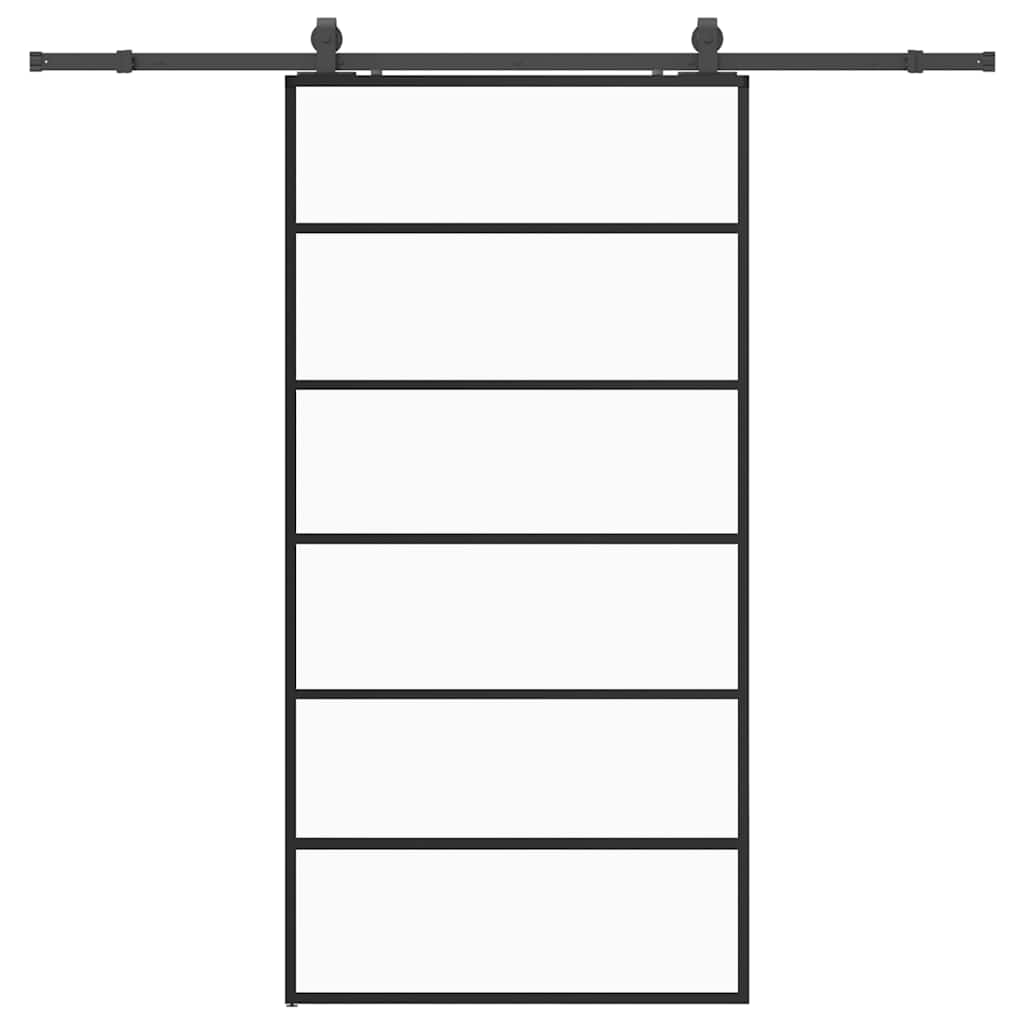 Ușă glisantă cu set de feronerie neagră 102x205 cm Sticlă ESG GartenMobel Dekor