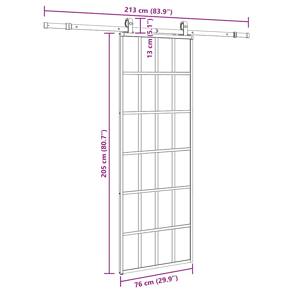 Ușă glisantă cu set de feronerie neagră 76x205 cm Sticlă ESG GartenMobel Dekor