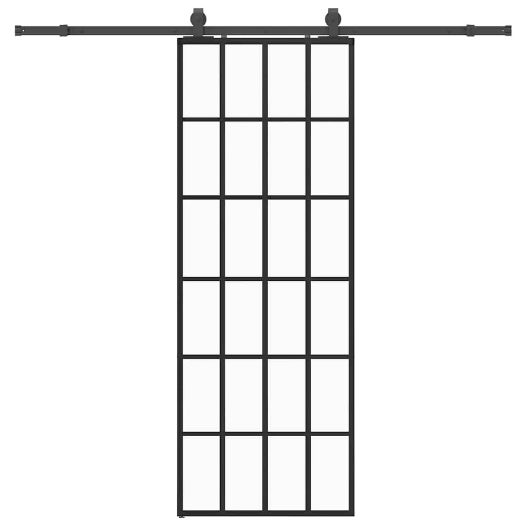 Ușă glisantă cu set de feronerie neagră 76x205 cm Sticlă ESG GartenMobel Dekor