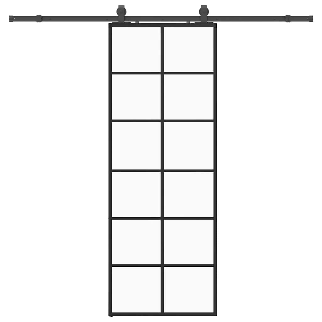 Ușă glisantă cu set de feronerie neagră 76x205 cm Sticlă ESG GartenMobel Dekor