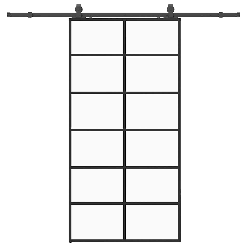 Ușă glisantă cu set de feronerie neagră 90x205 cm Sticlă ESG GartenMobel Dekor