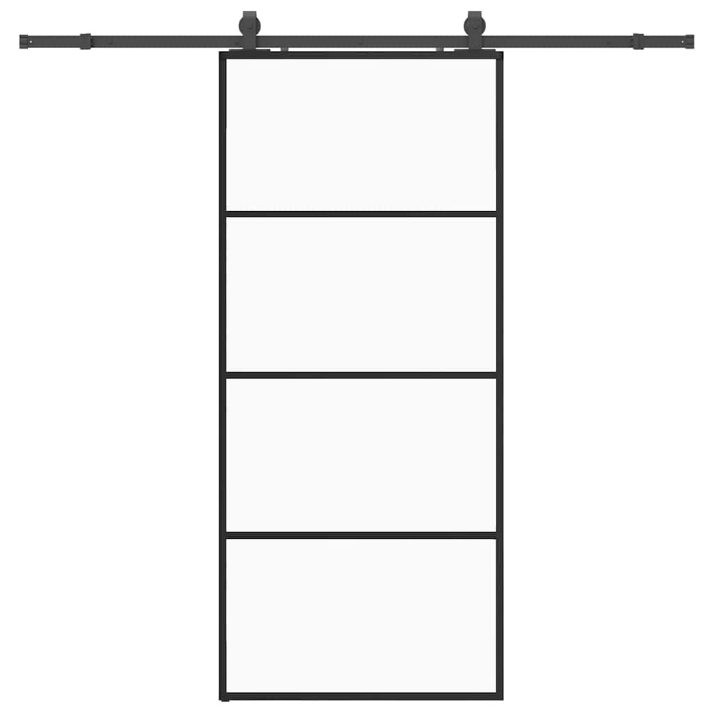 Ușă glisantă cu set de feronerie neagră 90x205 cm Sticlă ESG GartenMobel Dekor