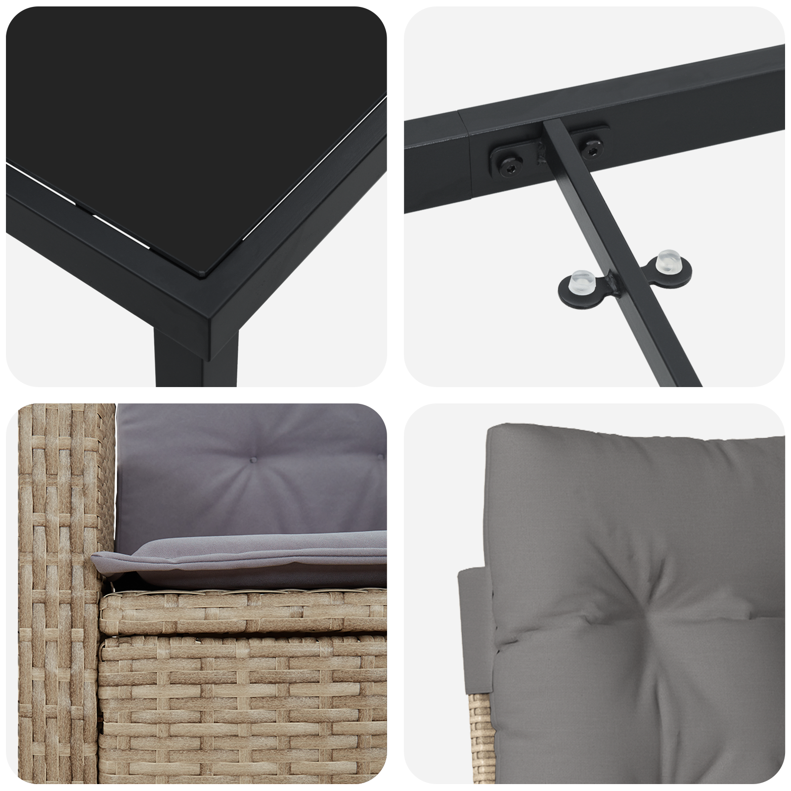 Set 7 Piese Masă Grădină cu Pernițe Bej Poliratan GartenMobel Dekor