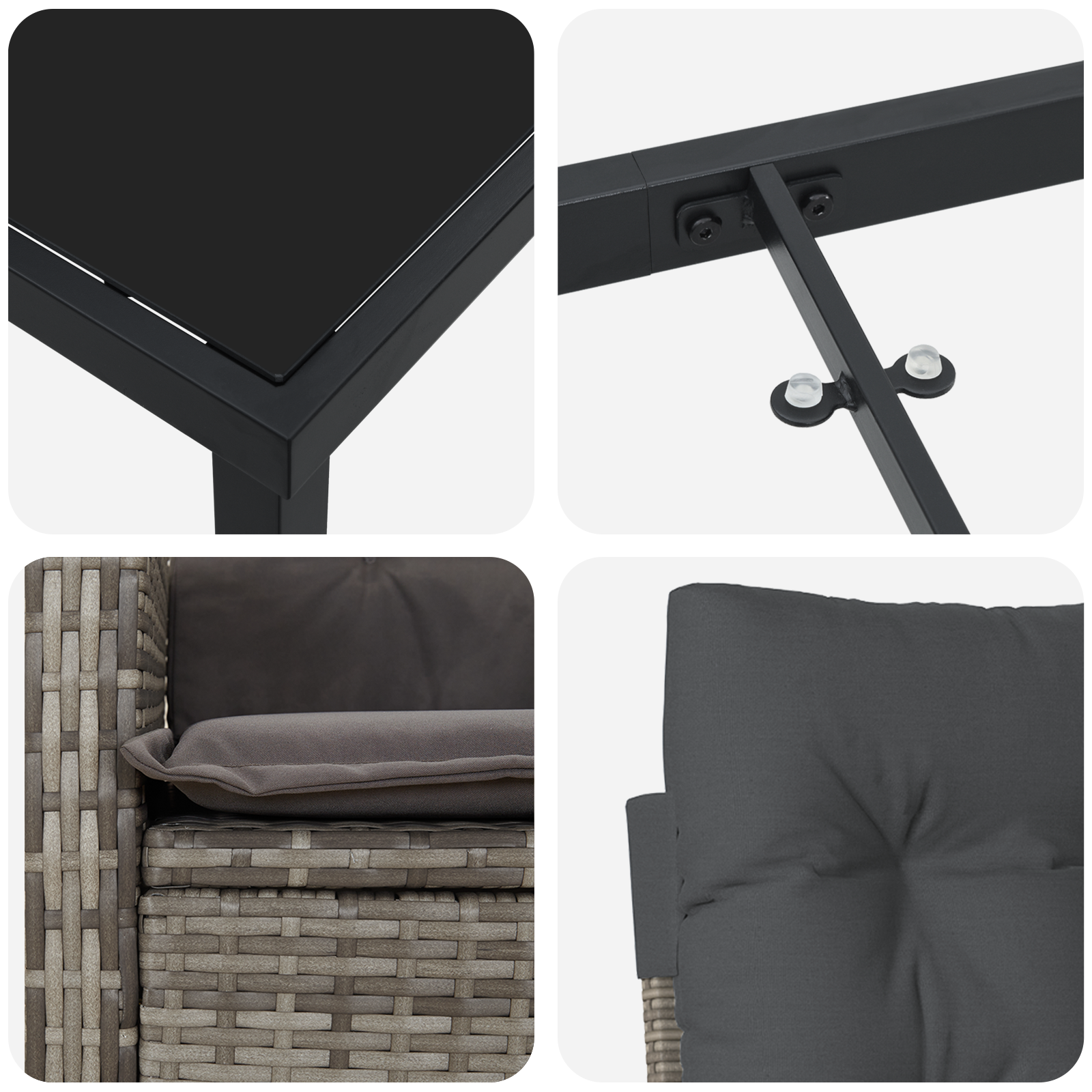 Set Dining Grădină 3 Piese cu Perne Gri Poly Ratan GartenMobel Dekor