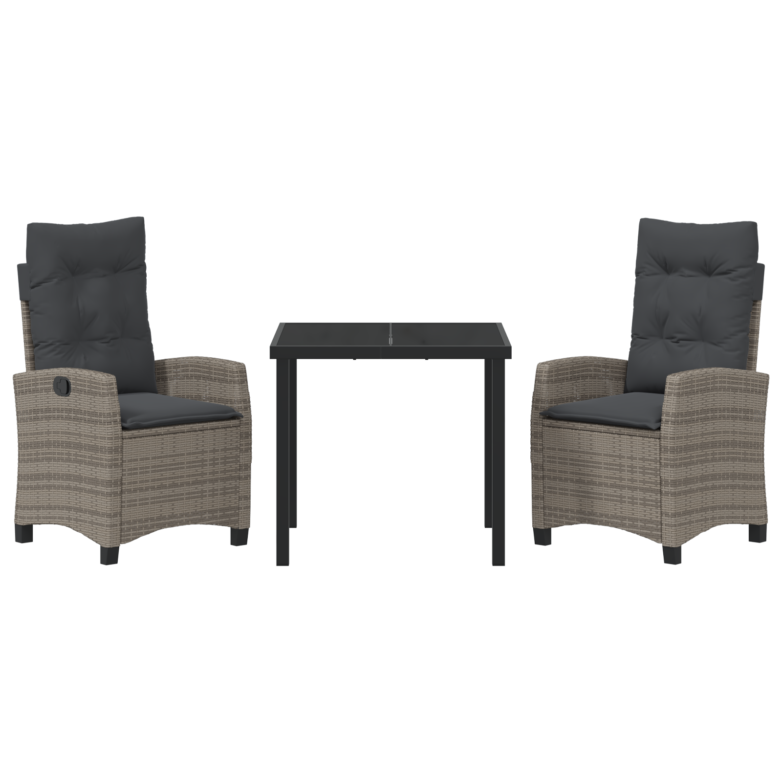 Set Dining Grădină 3 Piese cu Perne Gri Poly Ratan GartenMobel Dekor