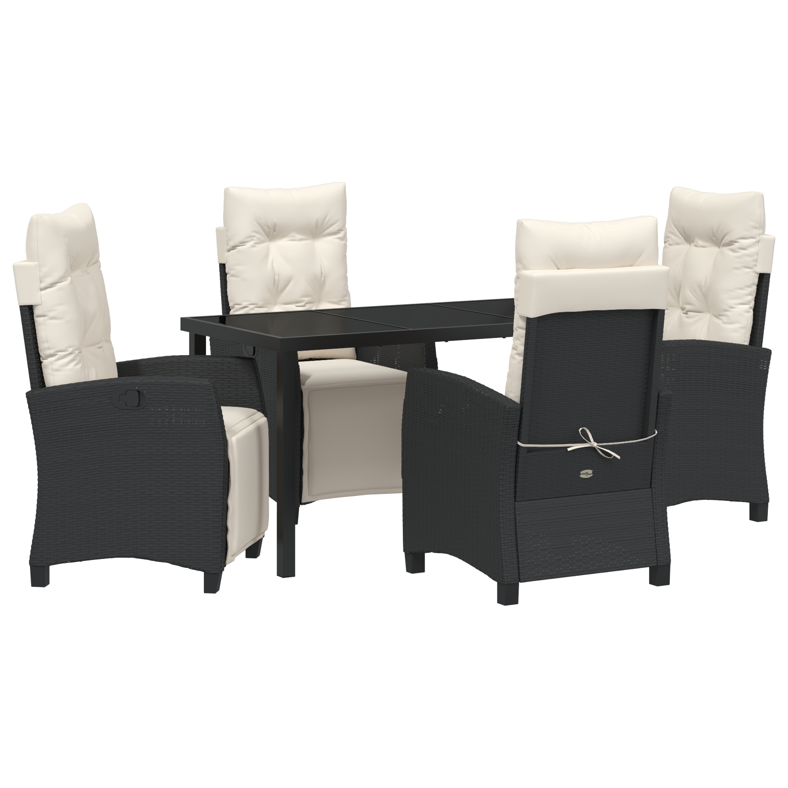 Set Dining Grădină 5 Piese Negru Ratan Poly GartenMobel Dekor