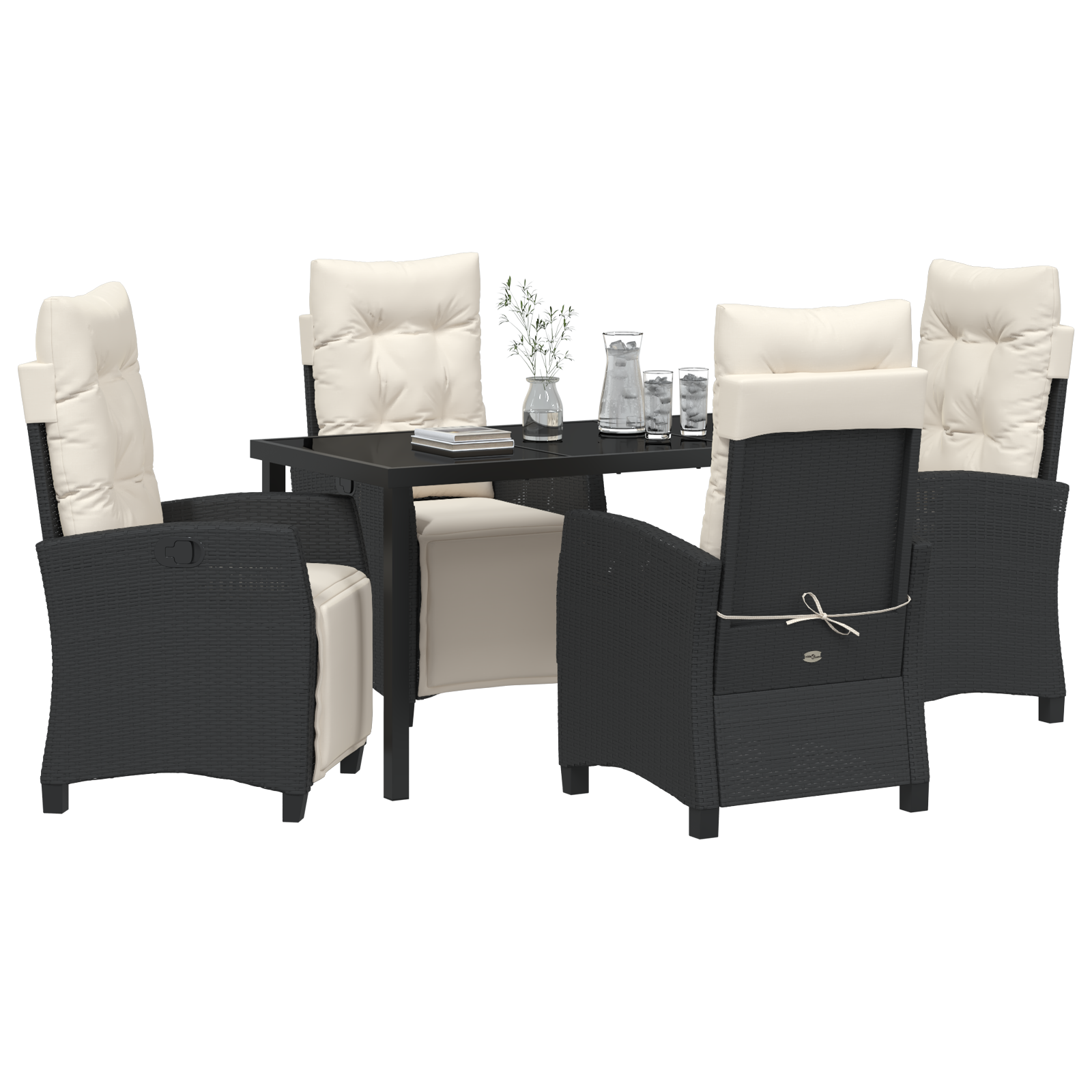 Set Dining Grădină 5 Piese Negru Ratan Poly GartenMobel Dekor