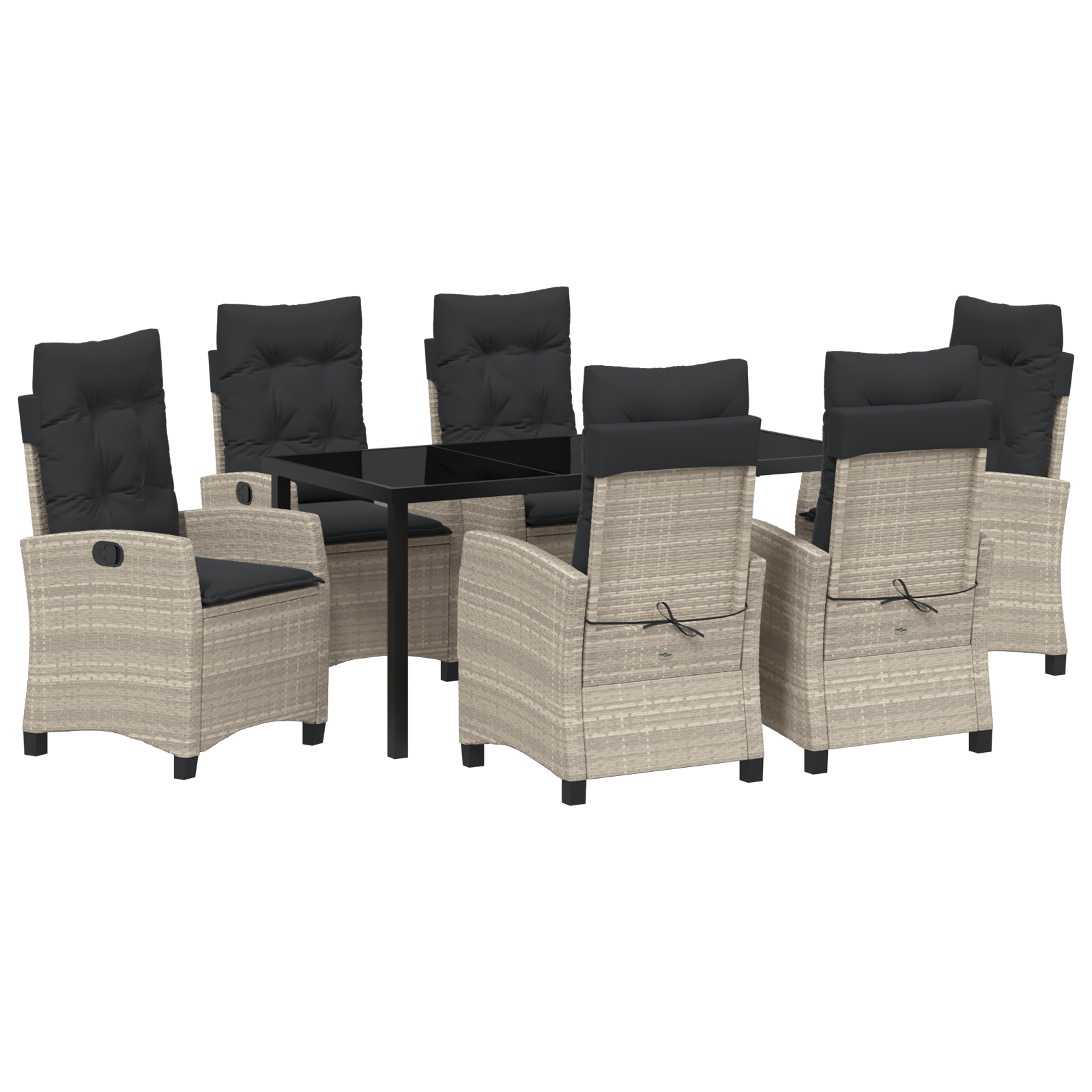 Set de Dining pentru Grădină cu Pernă Gri Deschis Poliratan GartenMobel Dekor