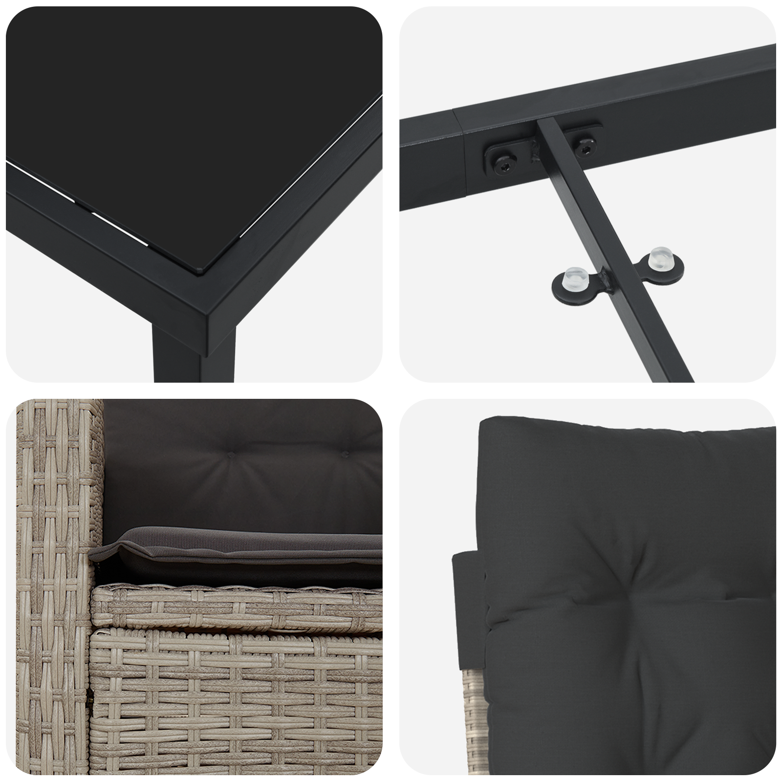 Set de Dining pentru Grădină cu Pernă Gri Deschis Poliratan GartenMobel Dekor