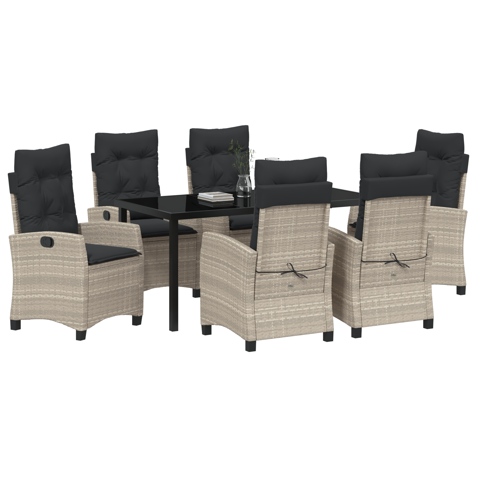 Set de Dining pentru Grădină cu Pernă Gri Deschis Poliratan GartenMobel Dekor