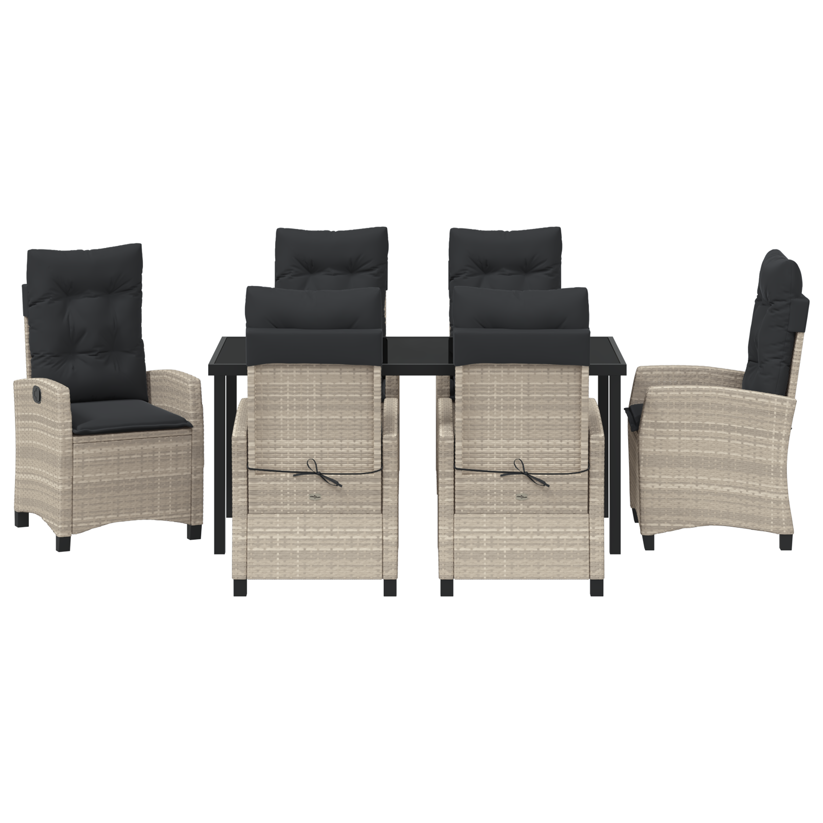 Set de Dining pentru Grădină cu Pernă Gri Deschis Poliratan GartenMobel Dekor