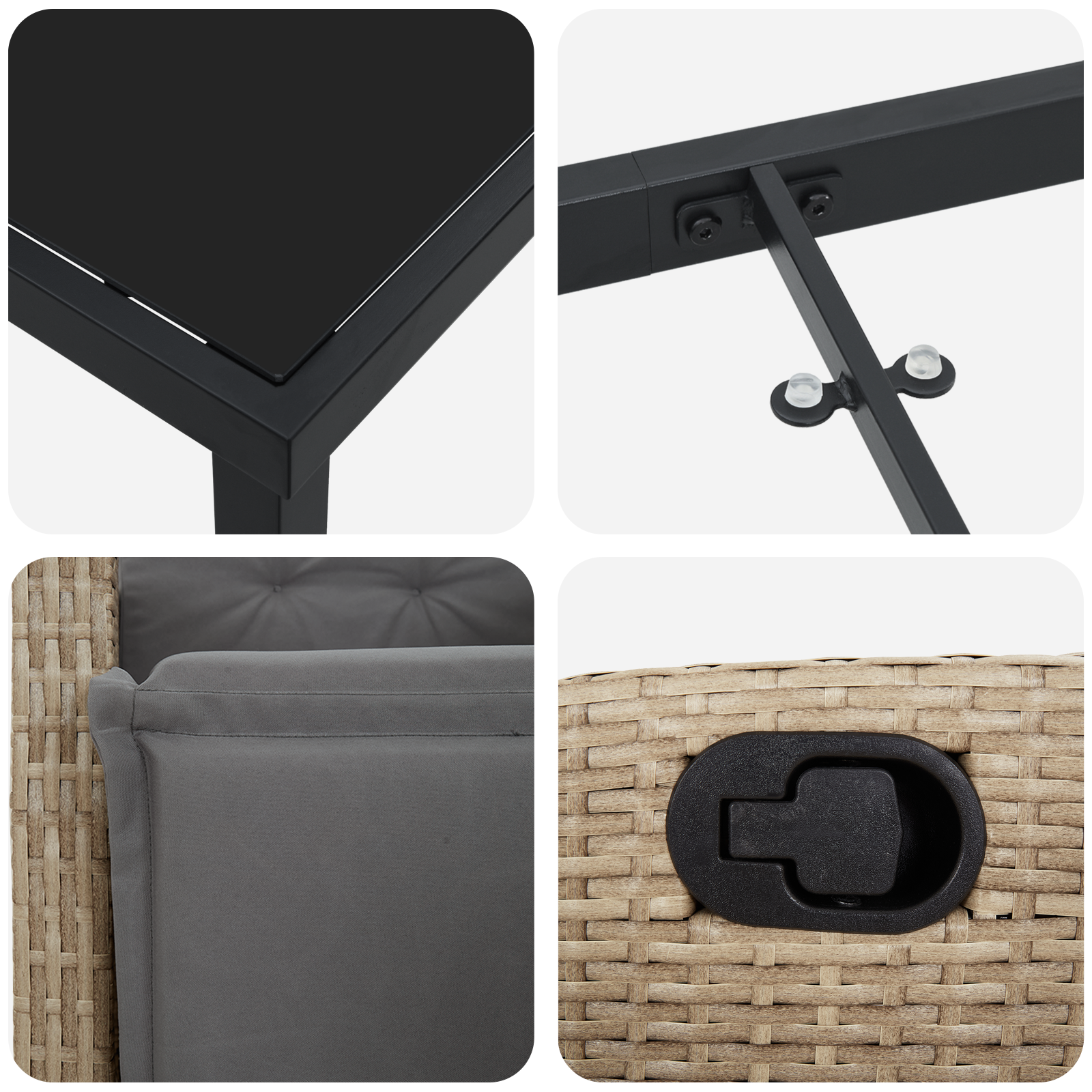 Set de Grădină Dining 3 Piese Bej Ratan Poli GartenMobel Dekor