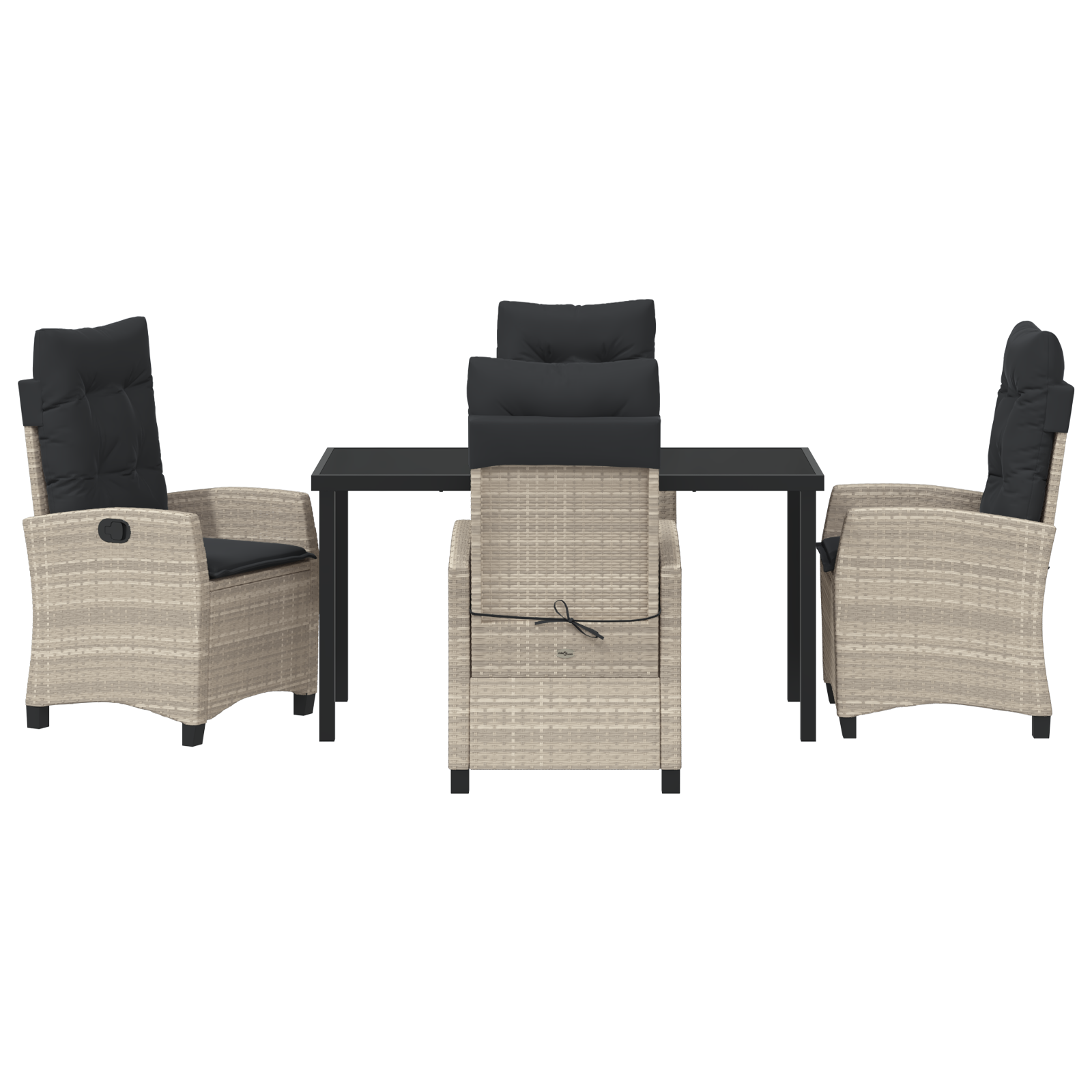 Set de Masă de Grădină 5 Piese cu Perne Gri Deschis Poliratana GartenMobel Dekor