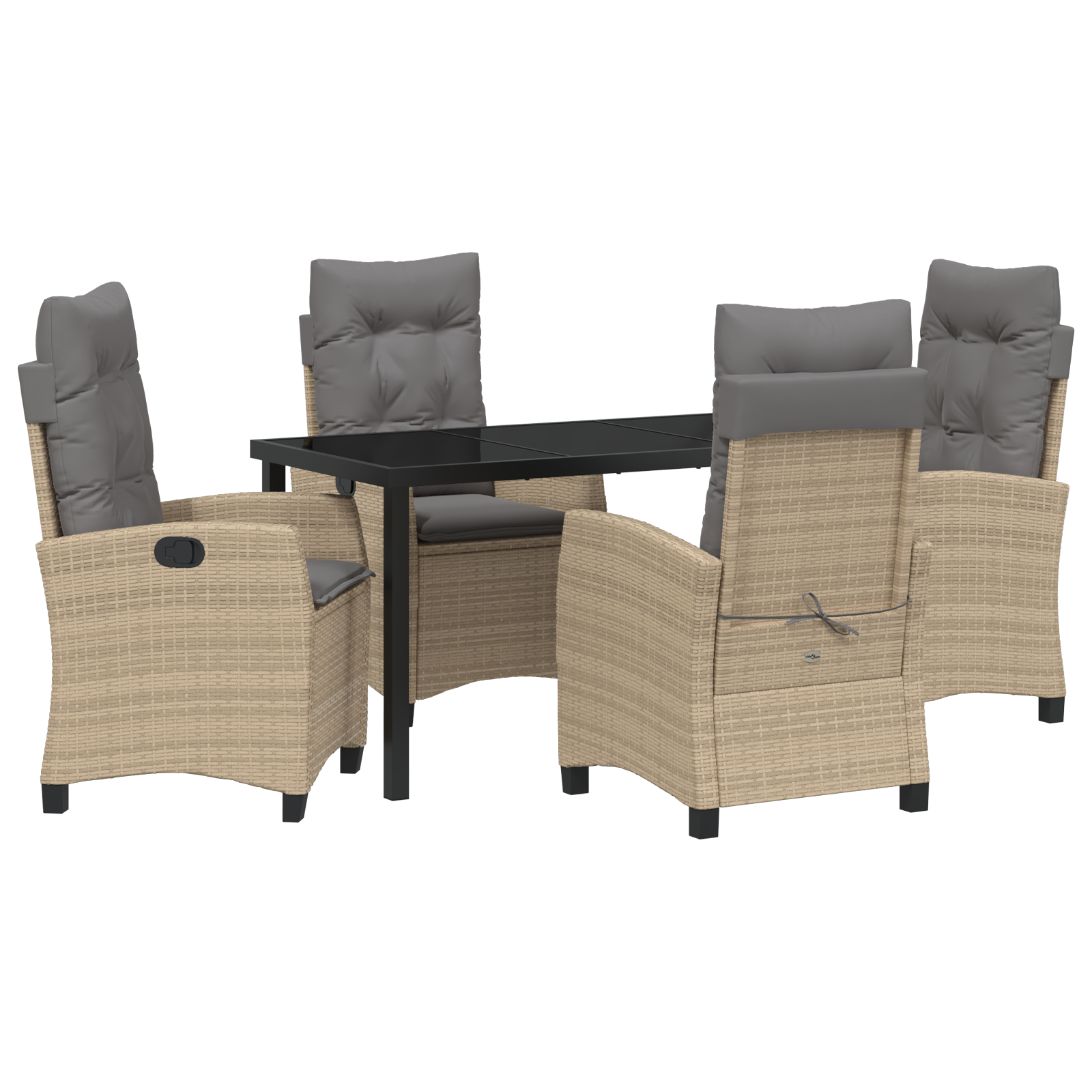 Set de Masă de Grădină cu 5 Piese cu Perne Bej Rattan Poli GartenMobel Dekor