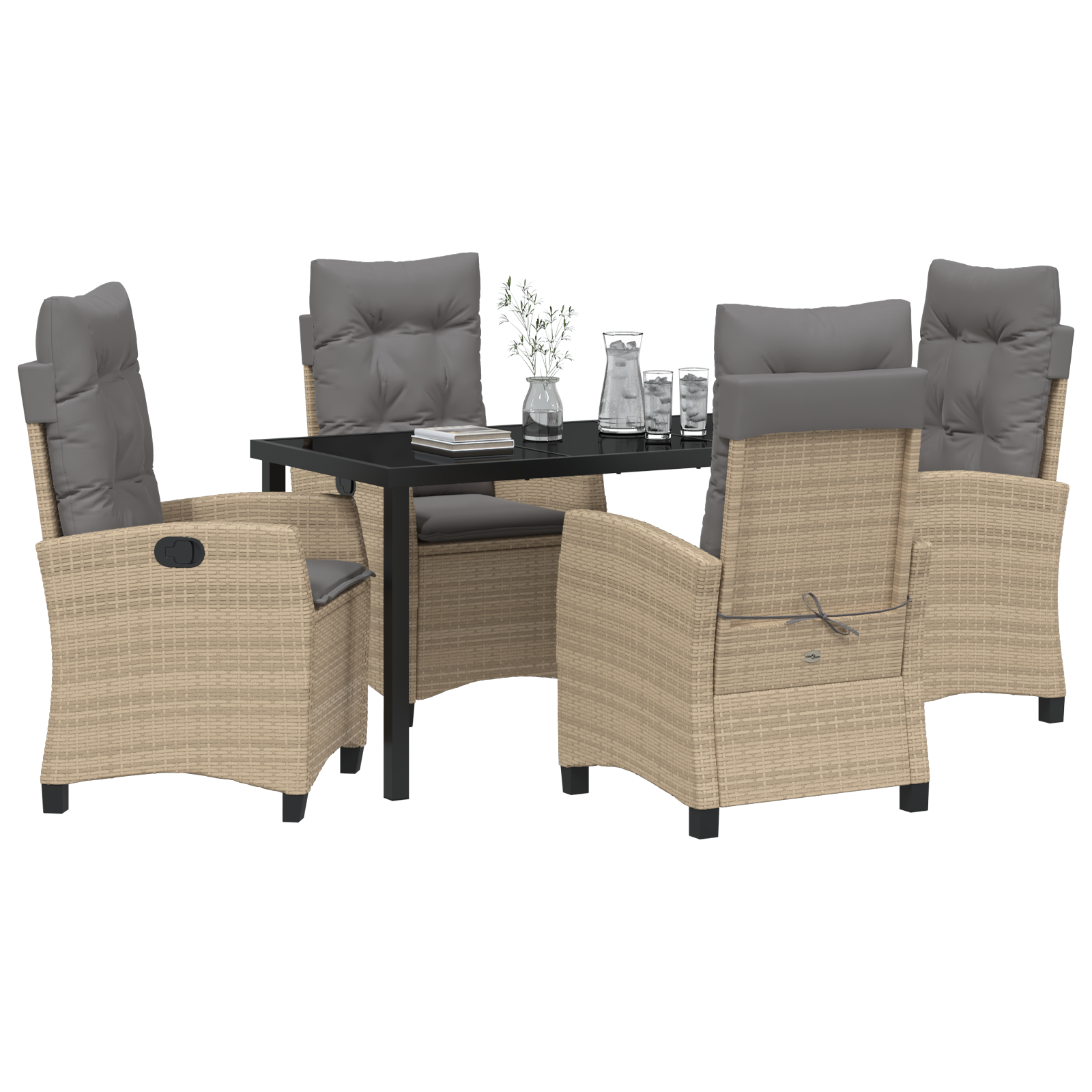 Set de Masă de Grădină cu 5 Piese cu Perne Bej Rattan Poli GartenMobel Dekor