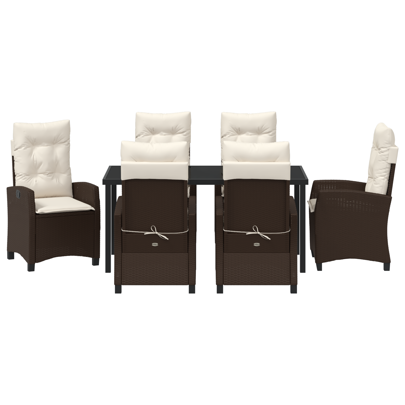 Set de Masă și Scaune de Grădină cu Pernă Maro din Ratan Polipropilenic GartenMobel Dekor