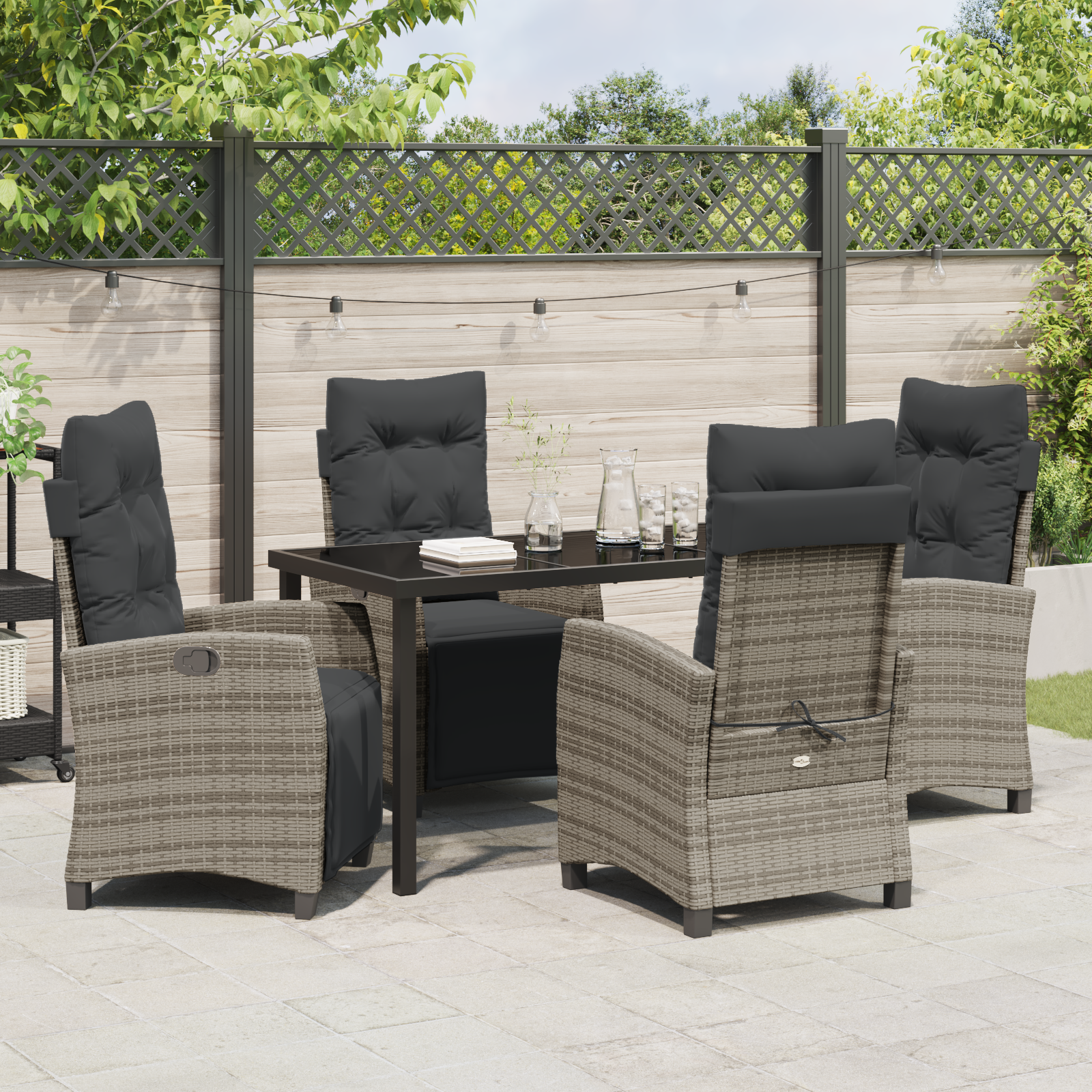 Set de Mese Gradina 5 Piese Gri Poliratan GartenMobel Dekor