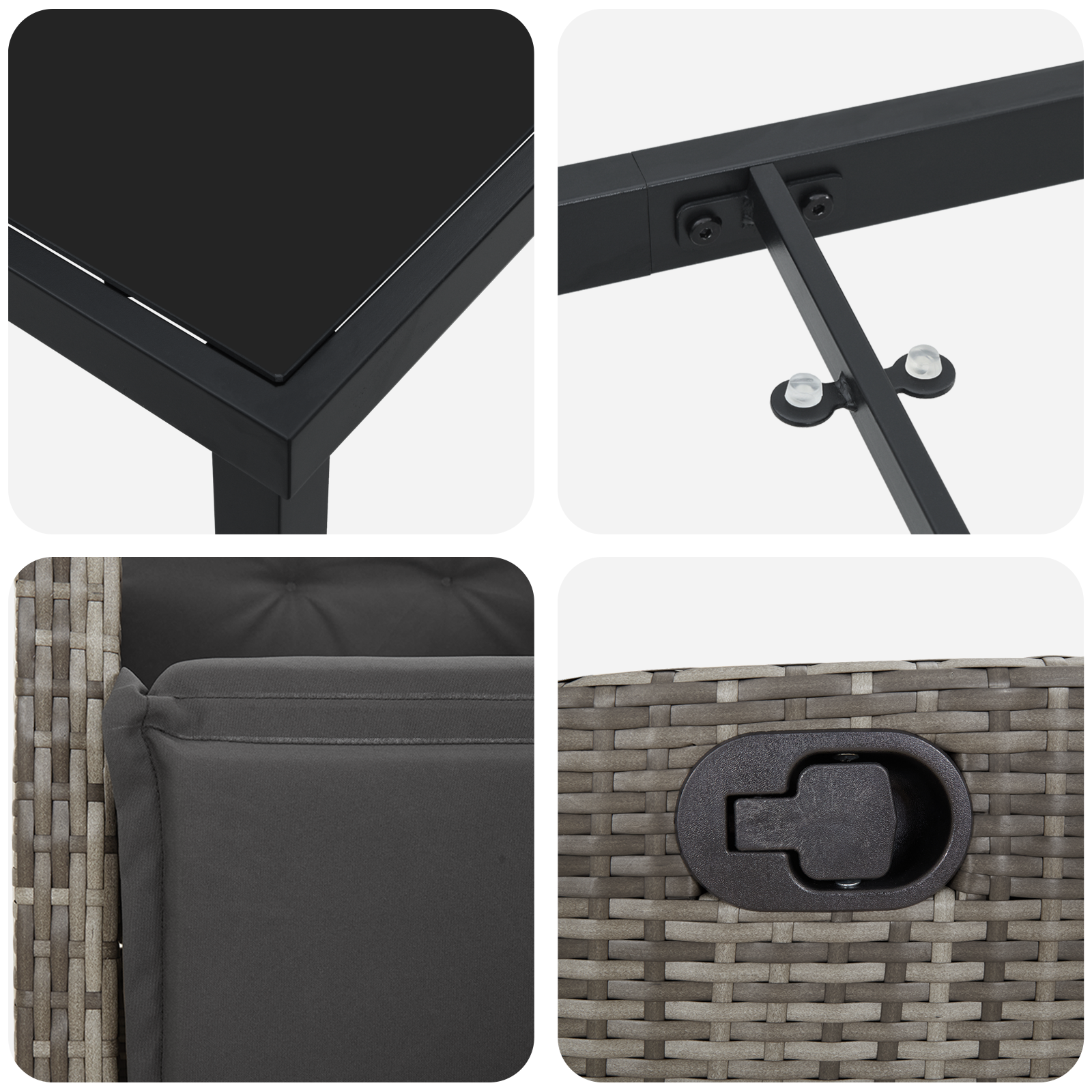 Set de dining de grădină 5 piese gri din poliratan GartenMobel Dekor