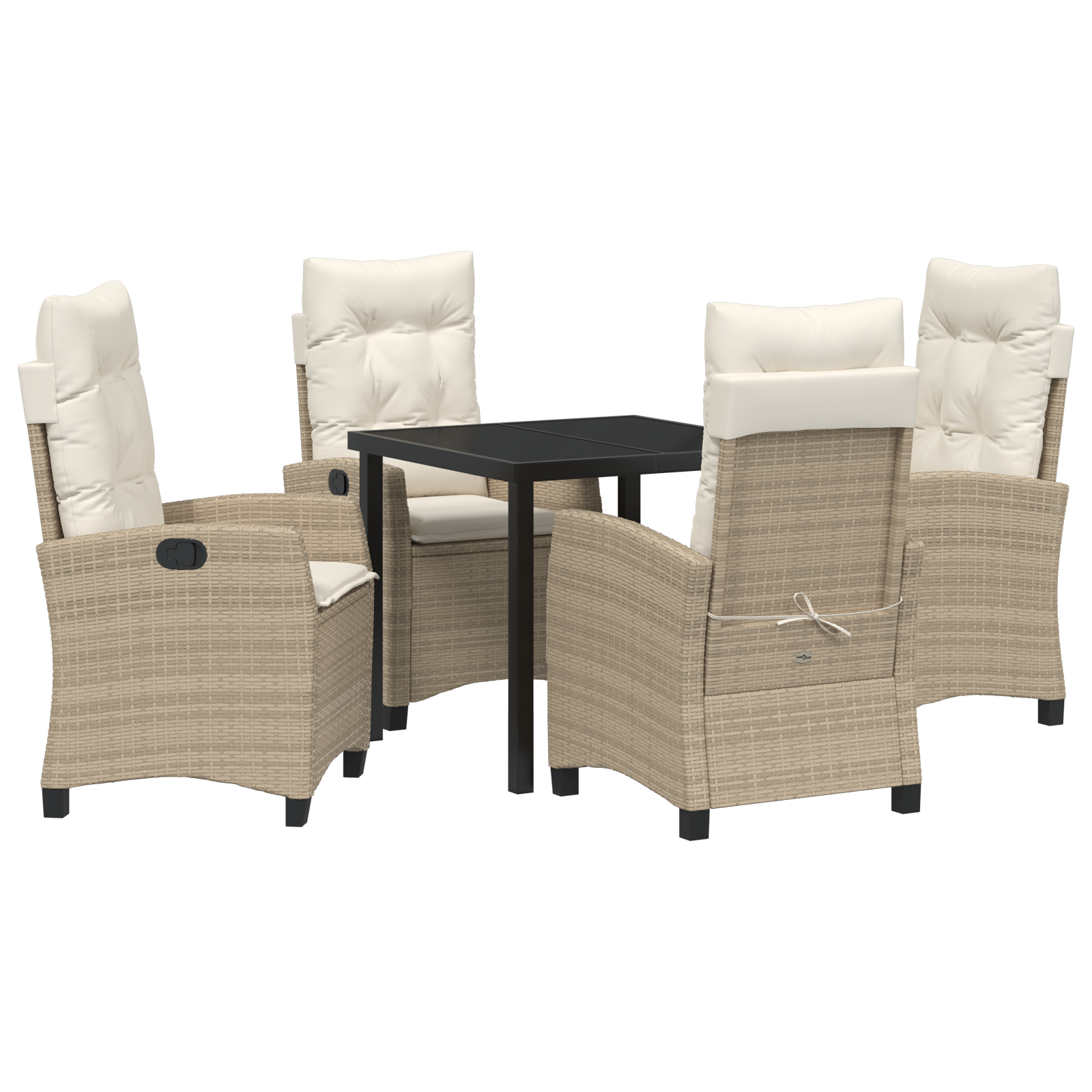 Set de dining de grădină cu perne Bej Rattan Poliester GartenMobel Dekor
