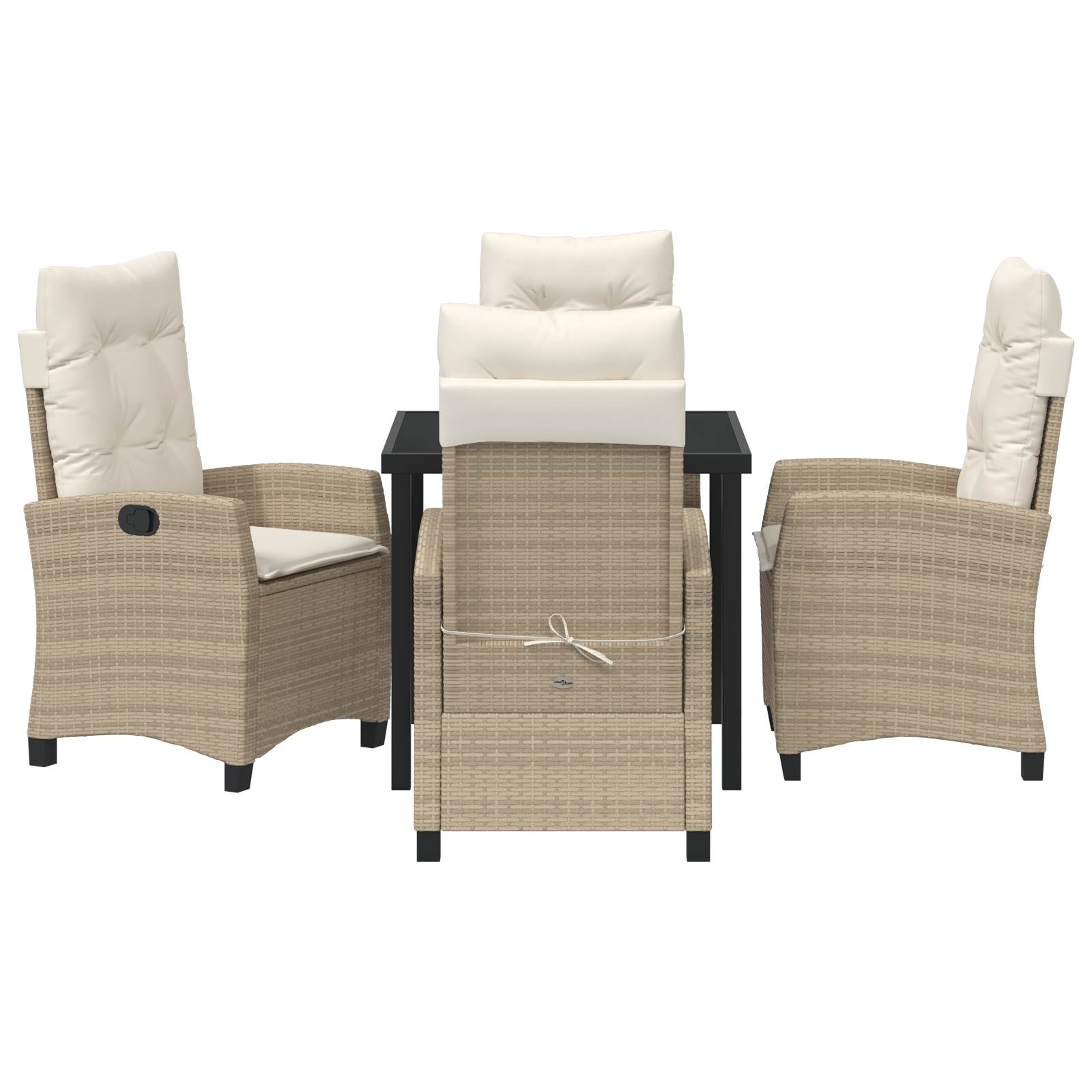 Set de dining de grădină cu perne Bej Rattan Poliester GartenMobel Dekor