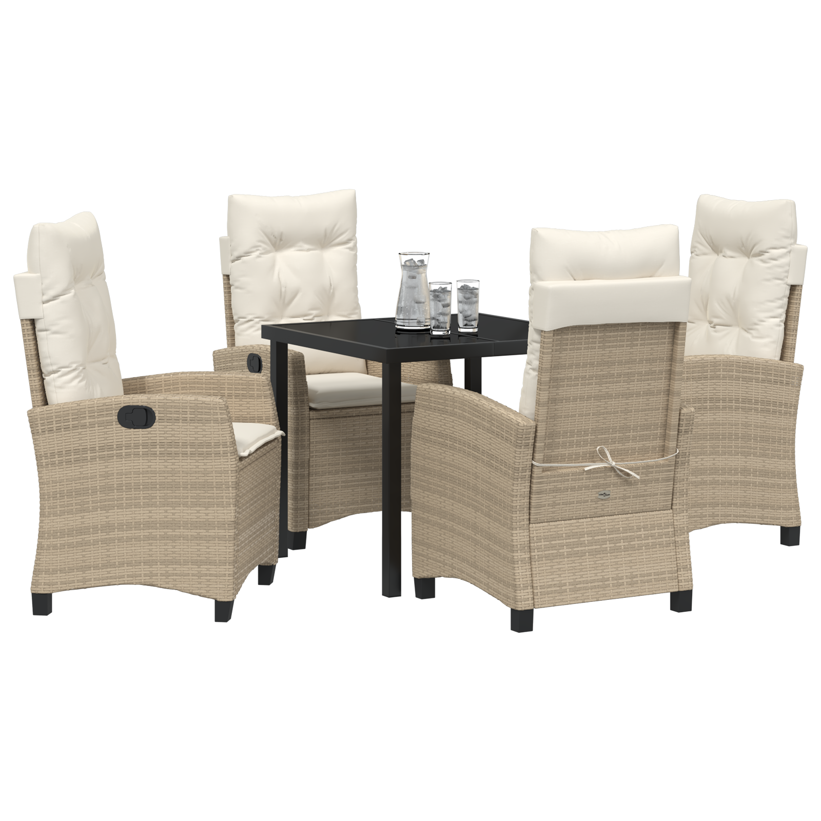 Set de dining de grădină cu perne Bej Rattan Poliester GartenMobel Dekor
