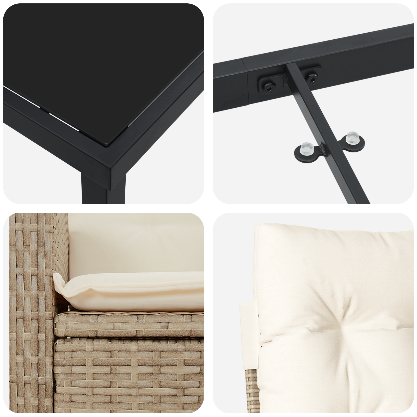 Set de dining de grădină cu perne Bej Rattan Poliester GartenMobel Dekor