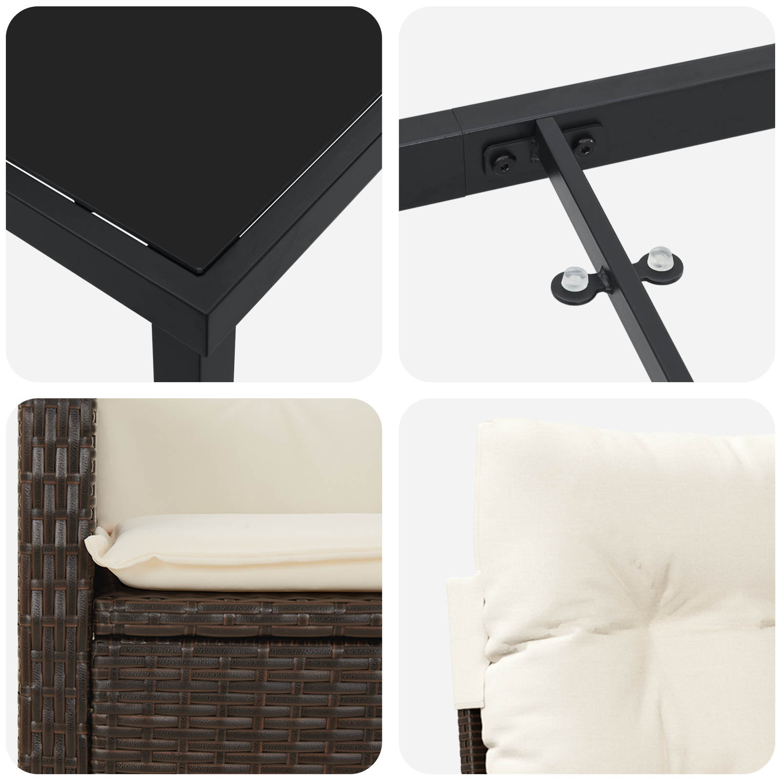 Set de dining de grădină vitaXL 3 Piese cu Perne Ratan PE Maro GartenMobel Dekor