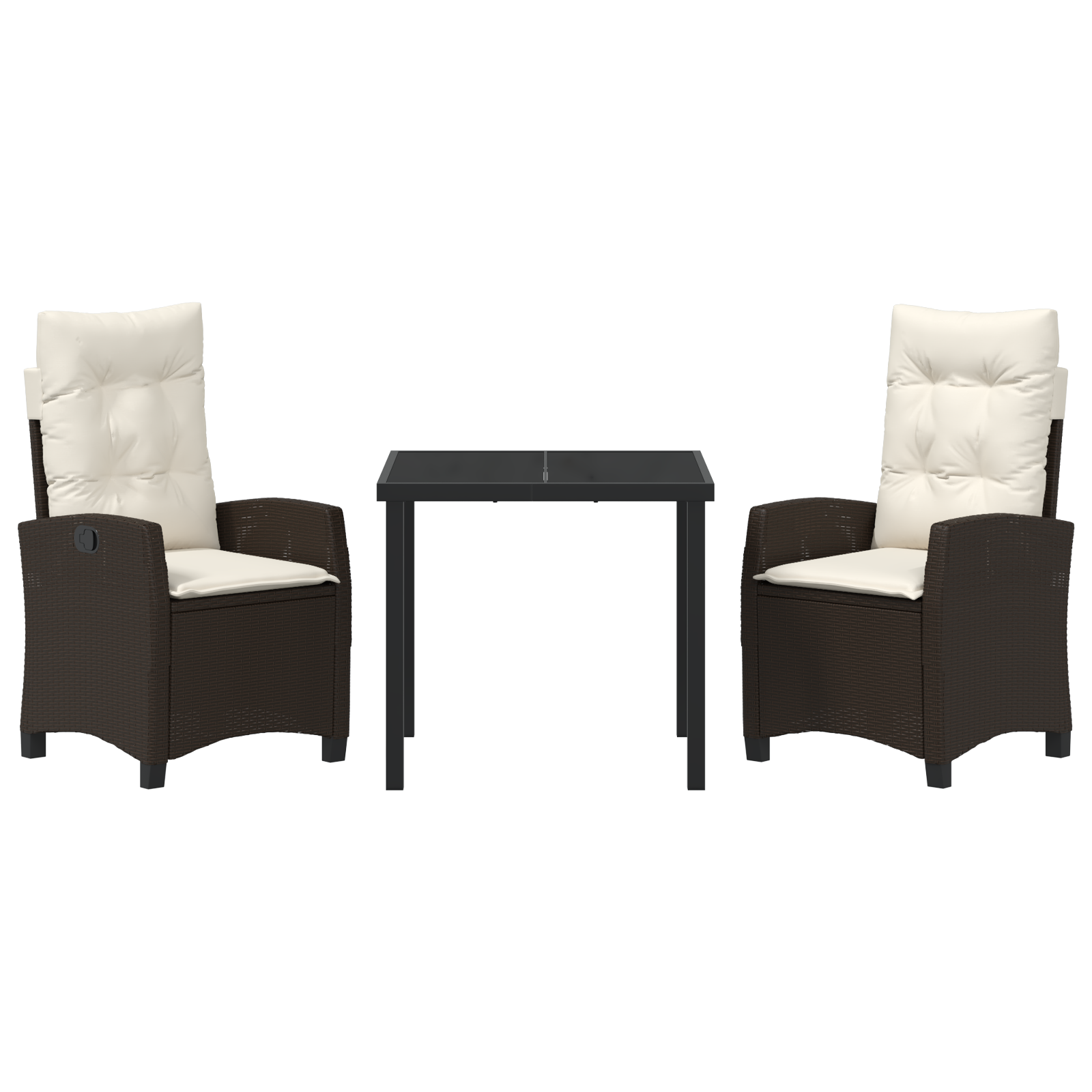 Set de dining de grădină vitaXL 3 Piese cu Perne Ratan PE Maro GartenMobel Dekor