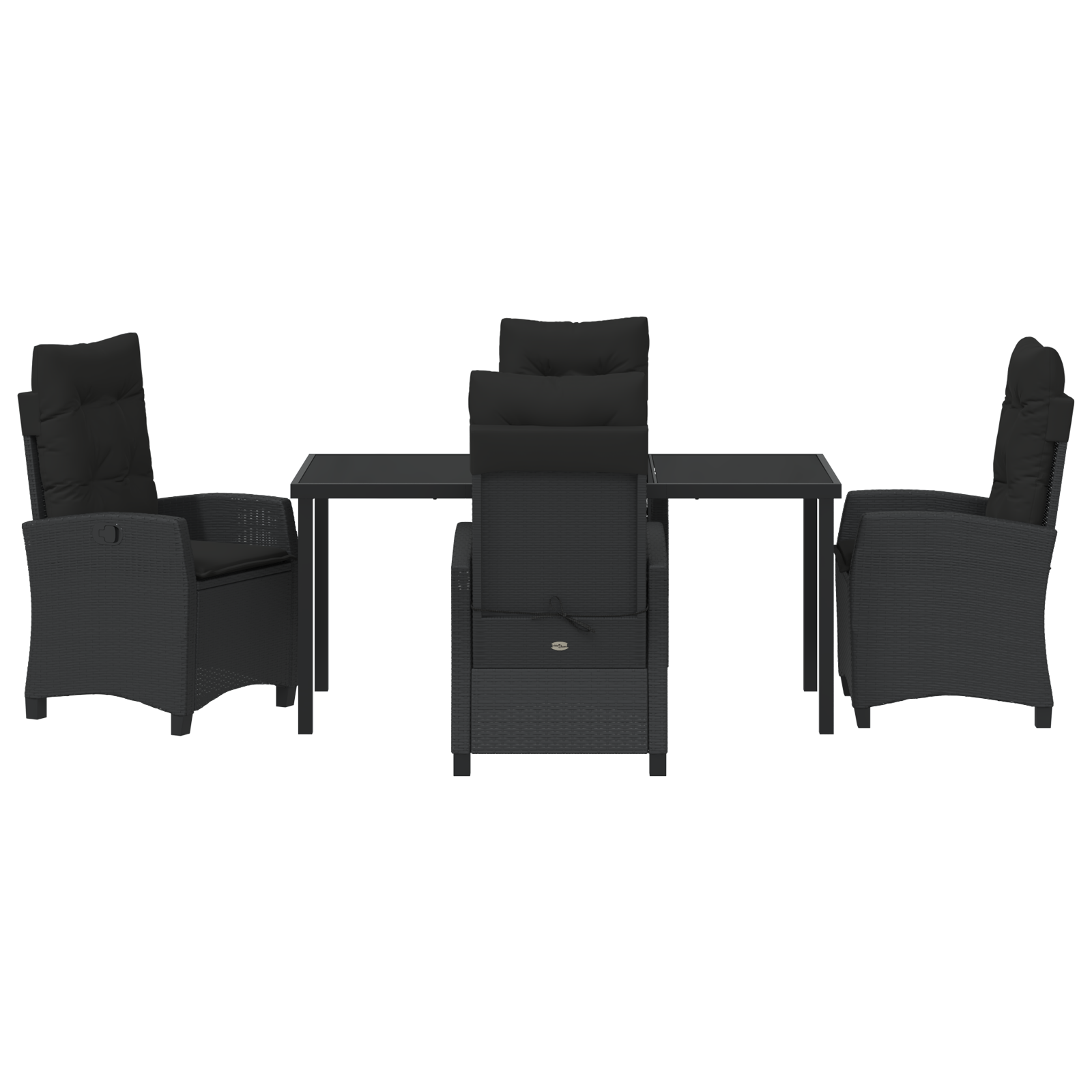 Set de dining pentru grădină , format din 5 piese, cu perne, Ratan Poliratan Negru GartenMobel Dekor