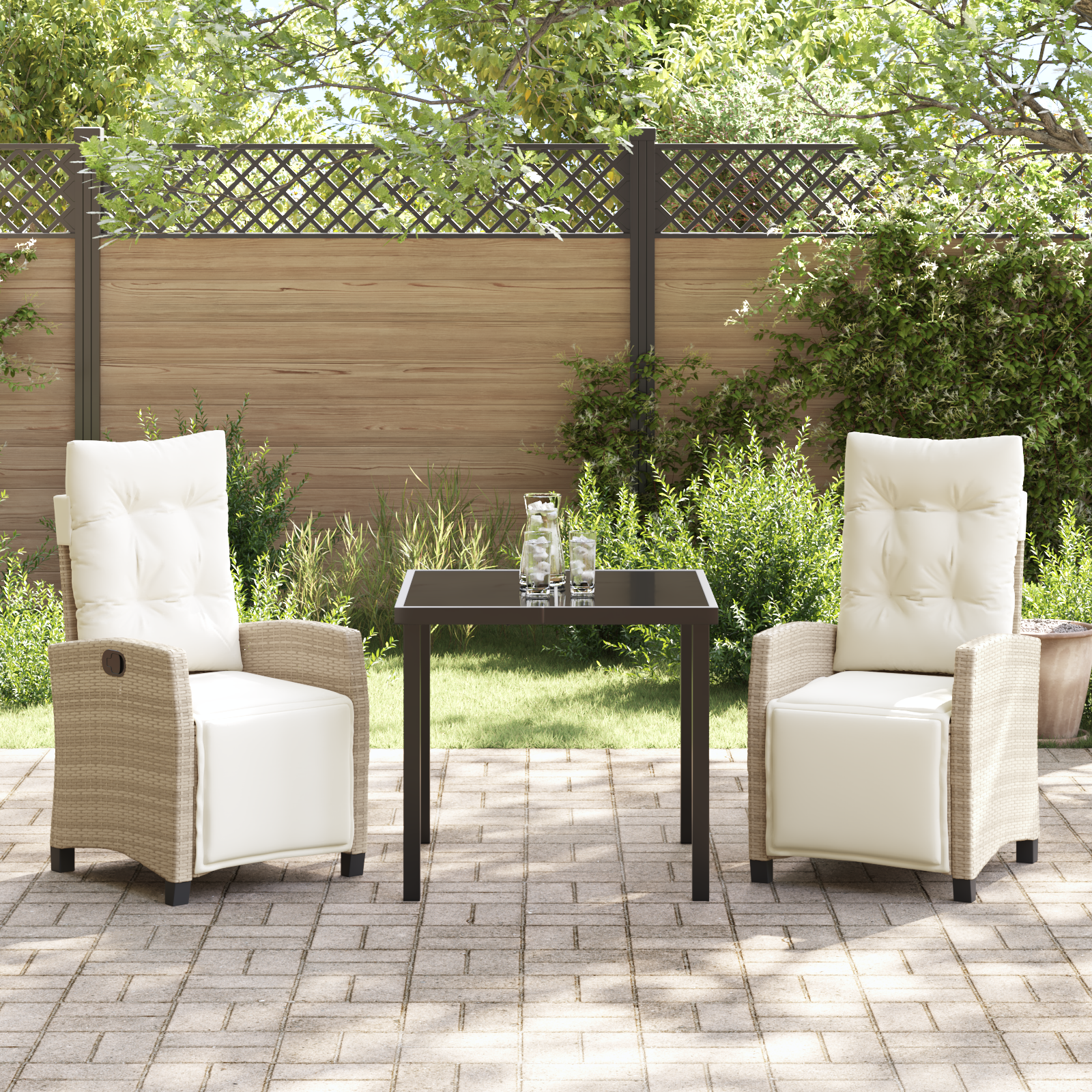 Set de dining pentru grădină, 3 piese, Bej, Poliratan GartenMobel Dekor