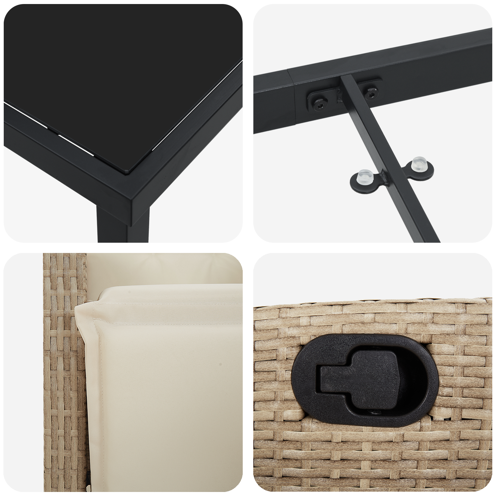 Set de dining pentru grădină, 3 piese, Bej, Poliratan GartenMobel Dekor