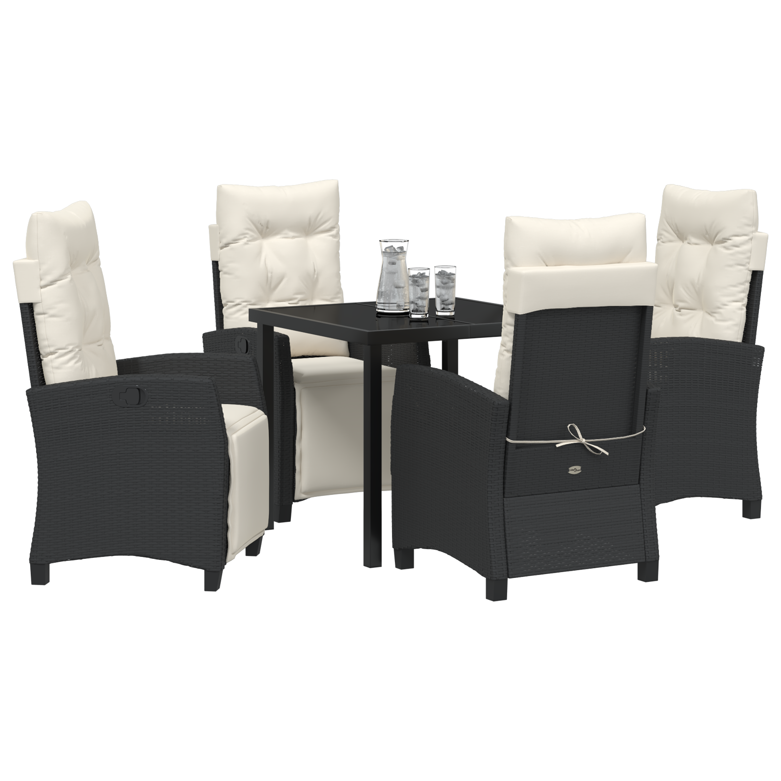 Set de dining pentru grădină 5 piese Rattan PE negru GartenMobel Dekor